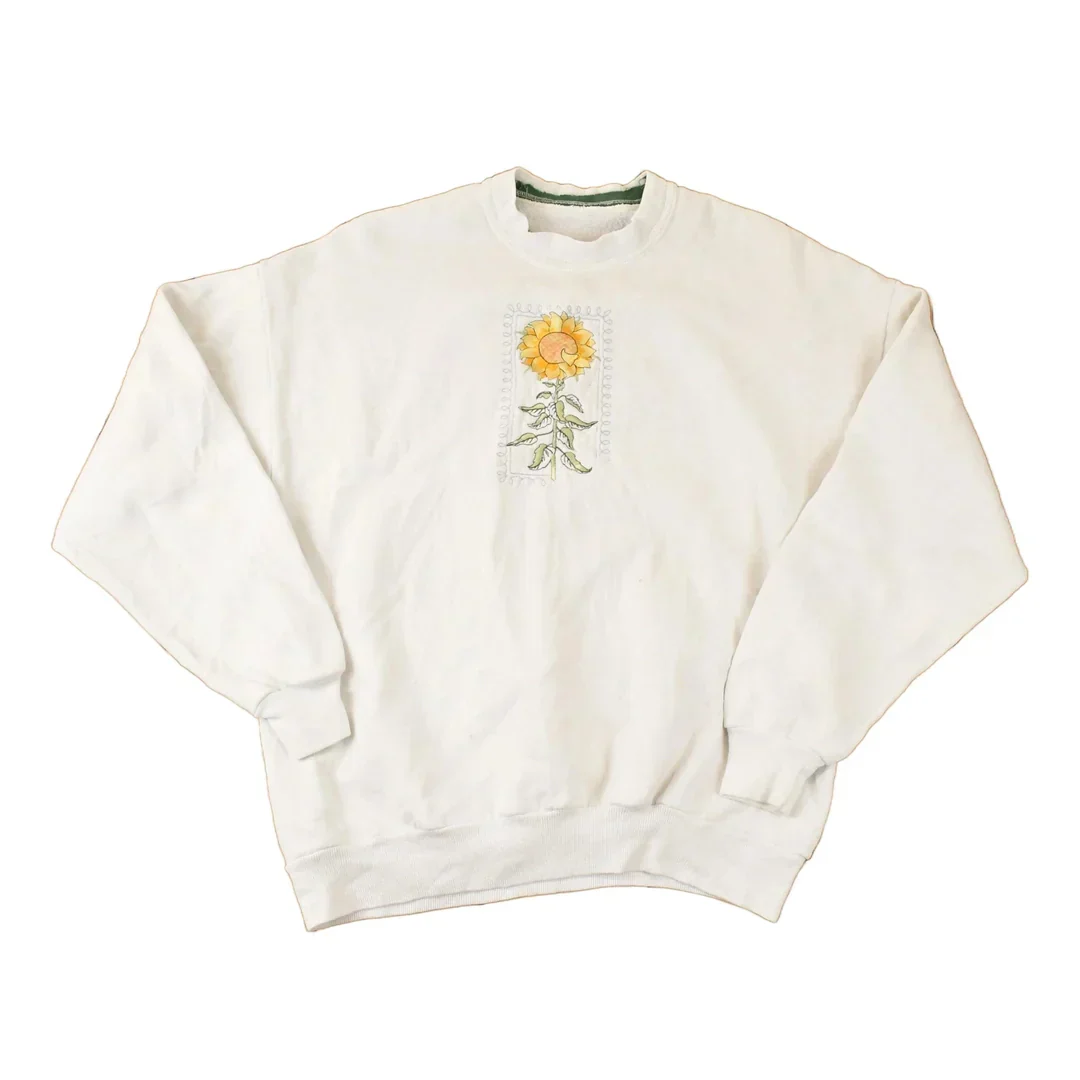 Vintage 1990s Sunflower Embroidered Crewneck Sweatshirt Womens L