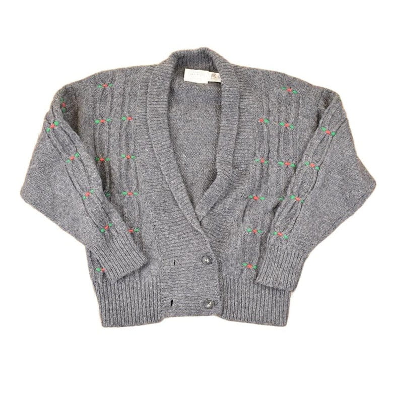 Vintage 1990s Susan Bristol Abstract Wool Knit Cardigan Sweater Women's M