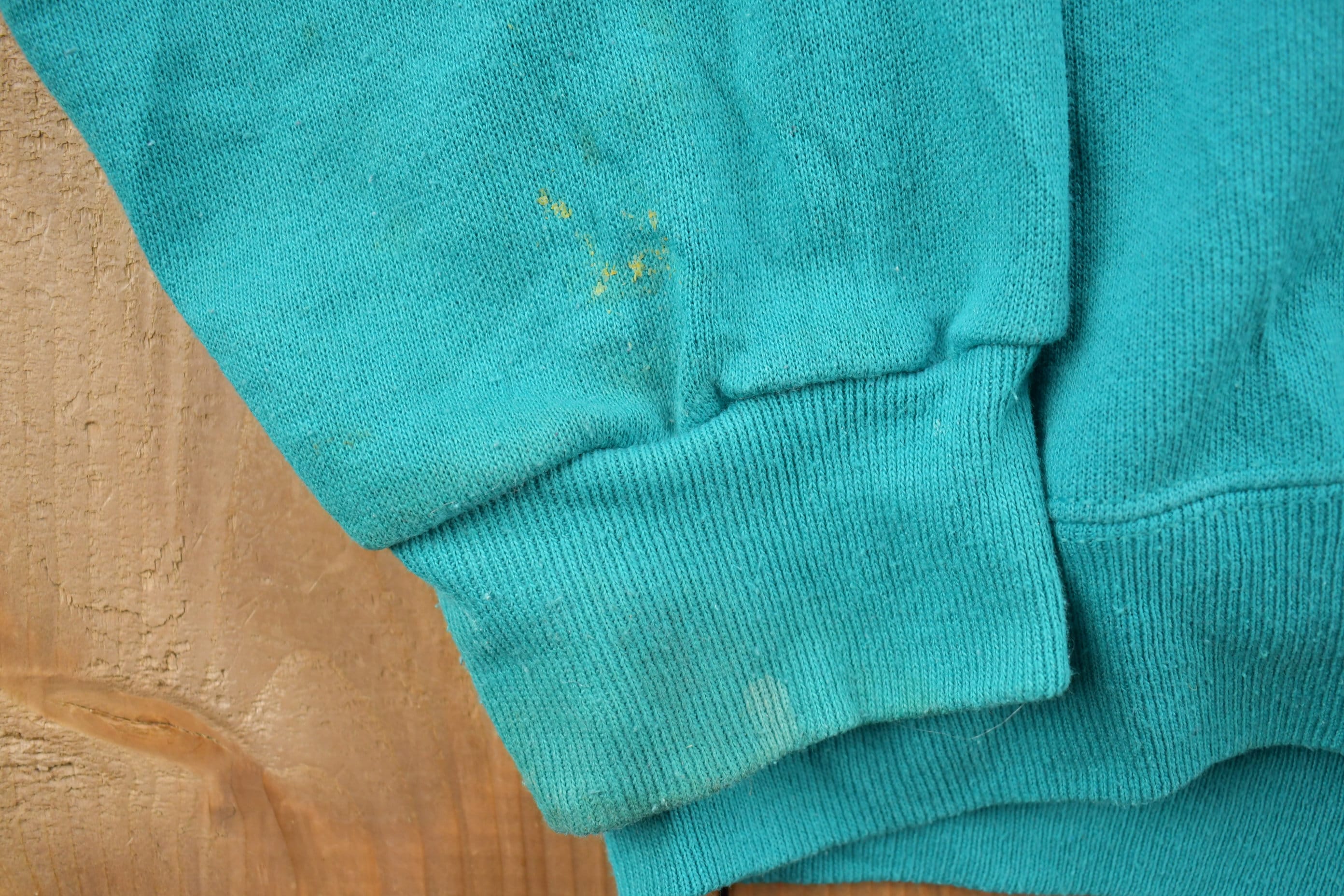 Vintage 1990s Sweats Appeal Turquoise Floral Cardigan Sweater Women's M - Image 4