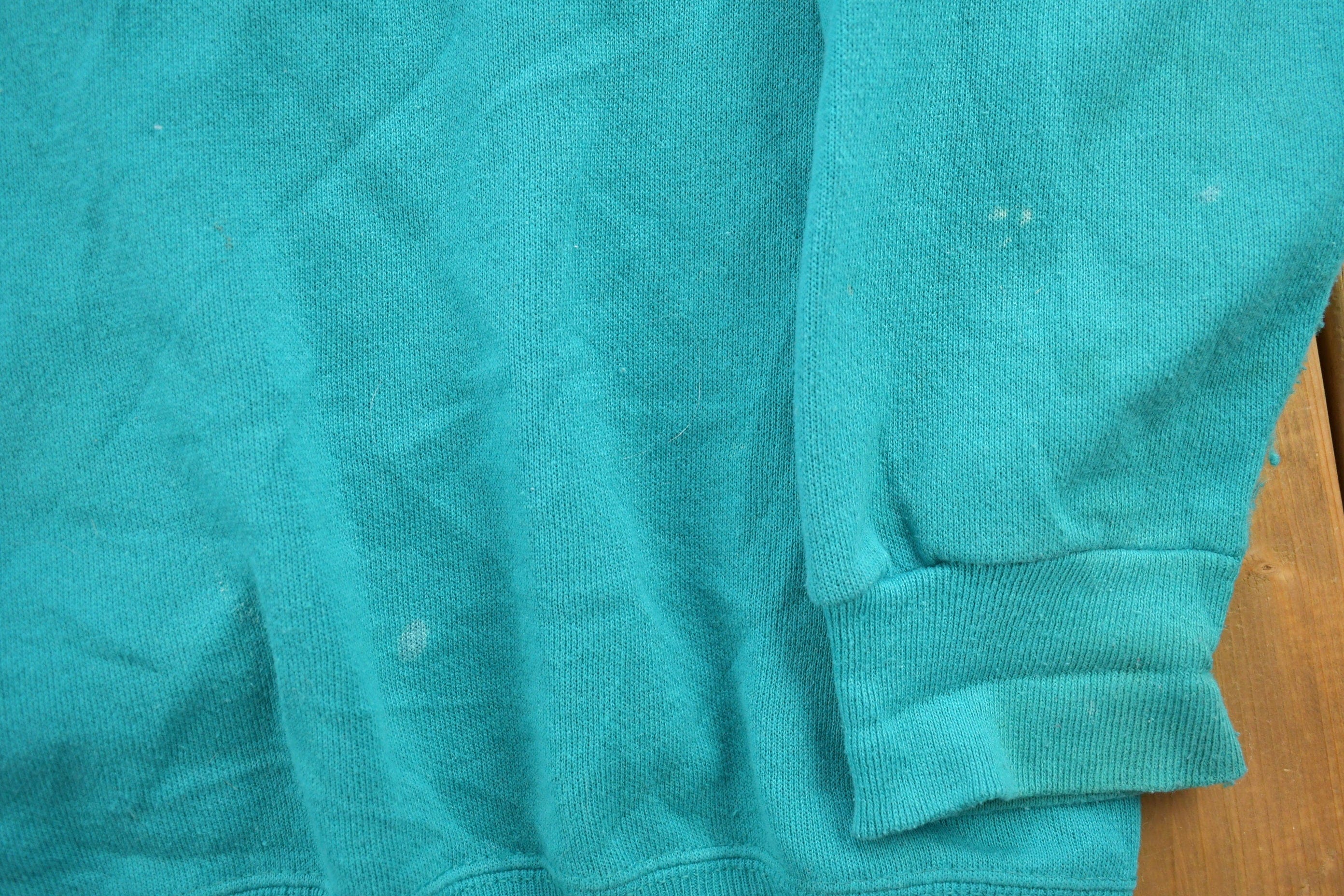 Vintage 1990s Sweats Appeal Turquoise Floral Cardigan Sweater Women's M - Image 5