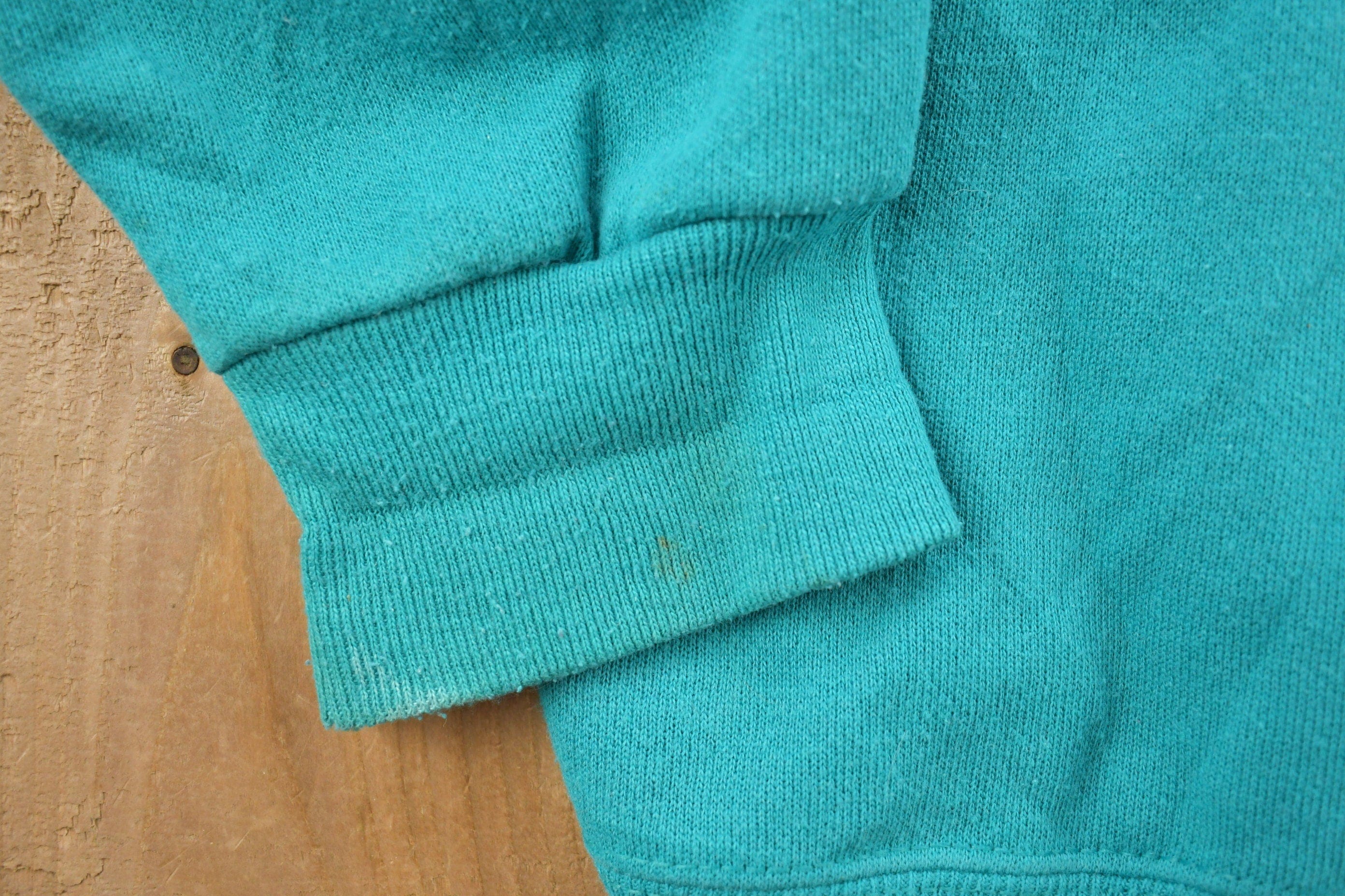 Vintage 1990s Sweats Appeal Turquoise Floral Cardigan Sweater Women's M - Image 6