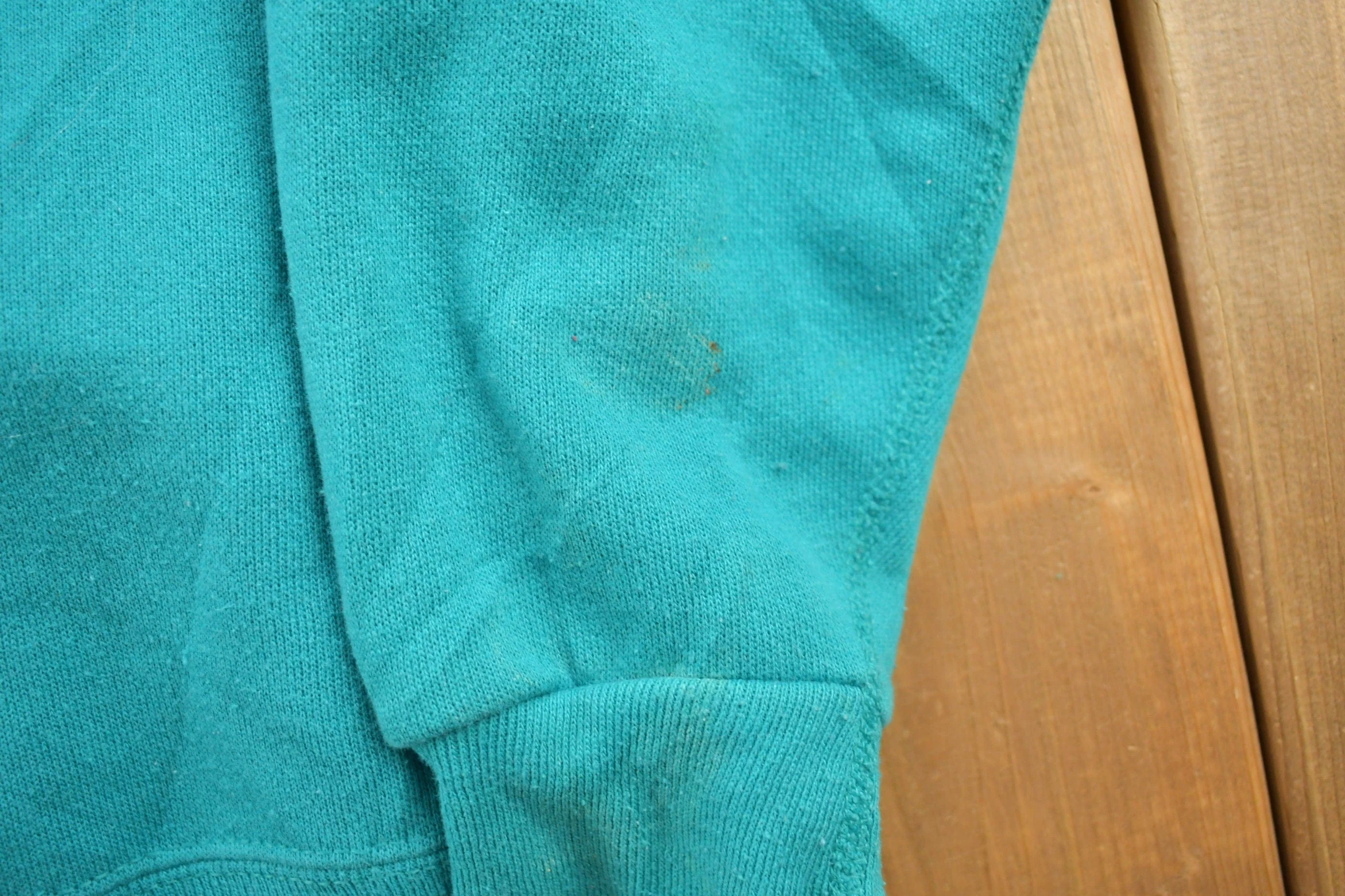Vintage 1990s Sweats Appeal Turquoise Floral Cardigan Sweater Women's M - Image 7