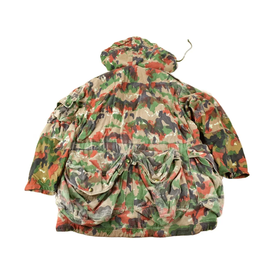 Vintage 1990s Swiss Military Alpenflage Camo Hooded Jacket