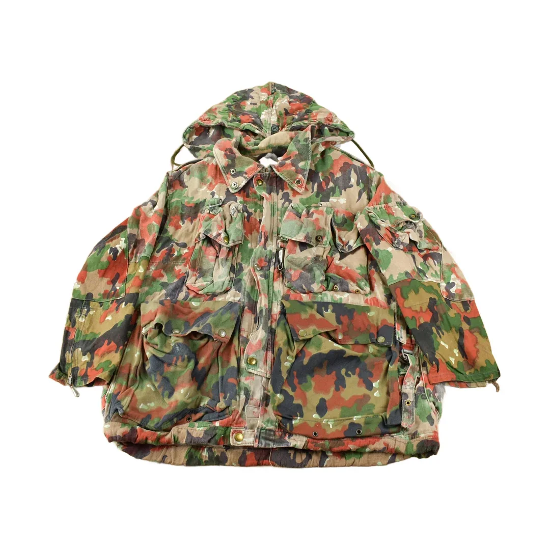 Vintage 1990s Swiss Military Alpenflage Camo Hooded Jacket - Image 2