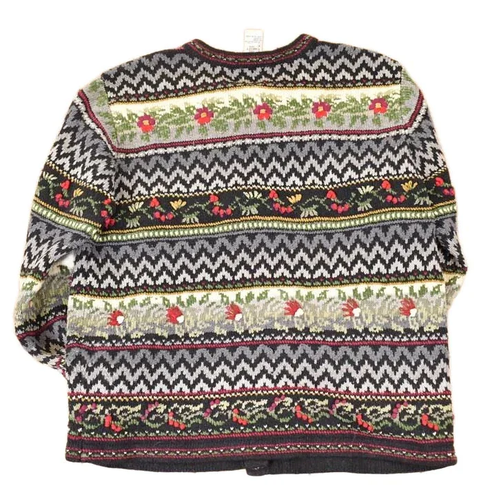 Vintage 1990s Talbots Abstract Knit Cardigan Sweater Womens S - Image 2