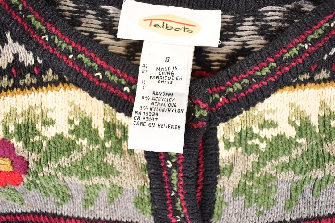 Vintage 1990s Talbots Abstract Knit Cardigan Sweater Womens S - Image 4