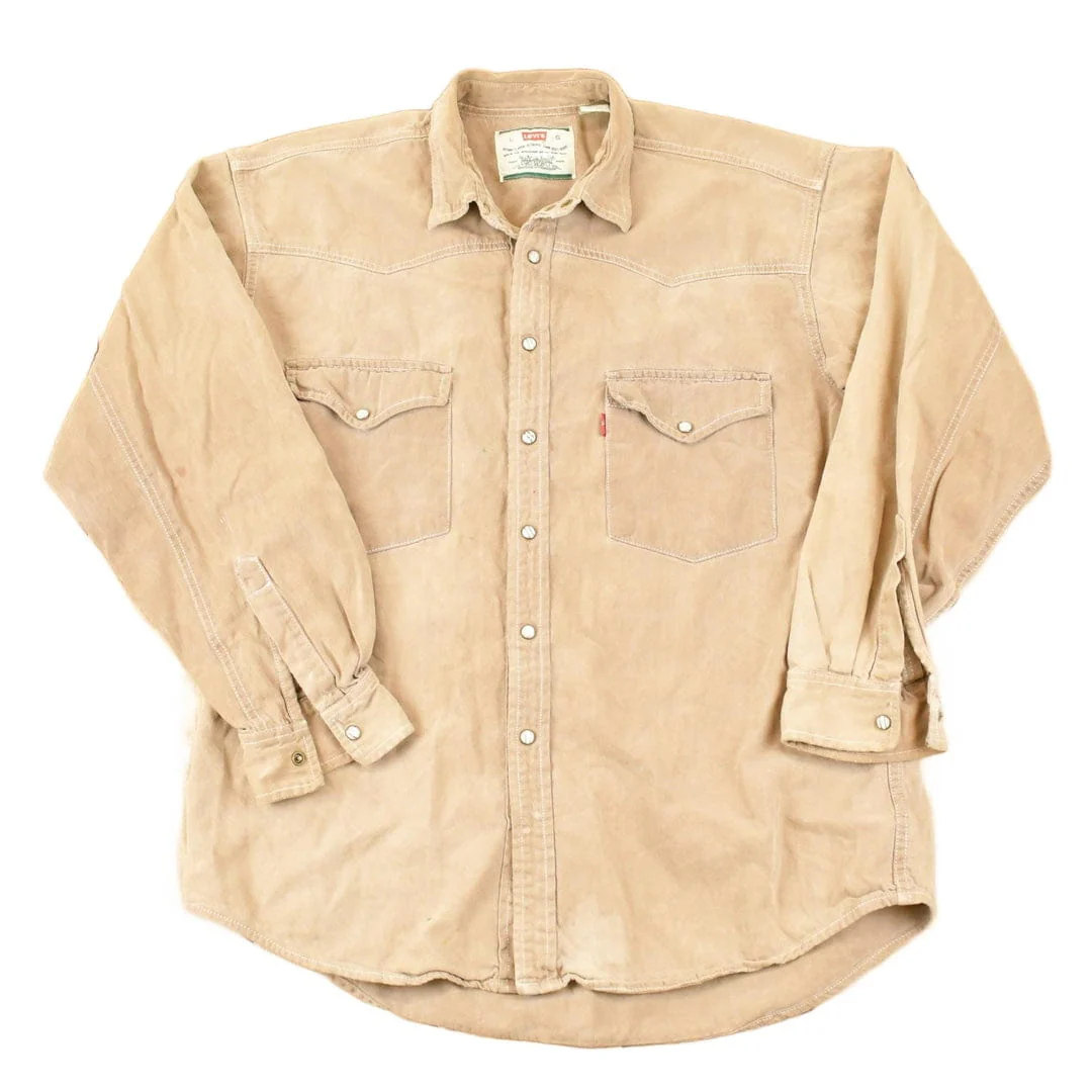 Vintage 1990s Tan Levis Button Up Shirt Men's L