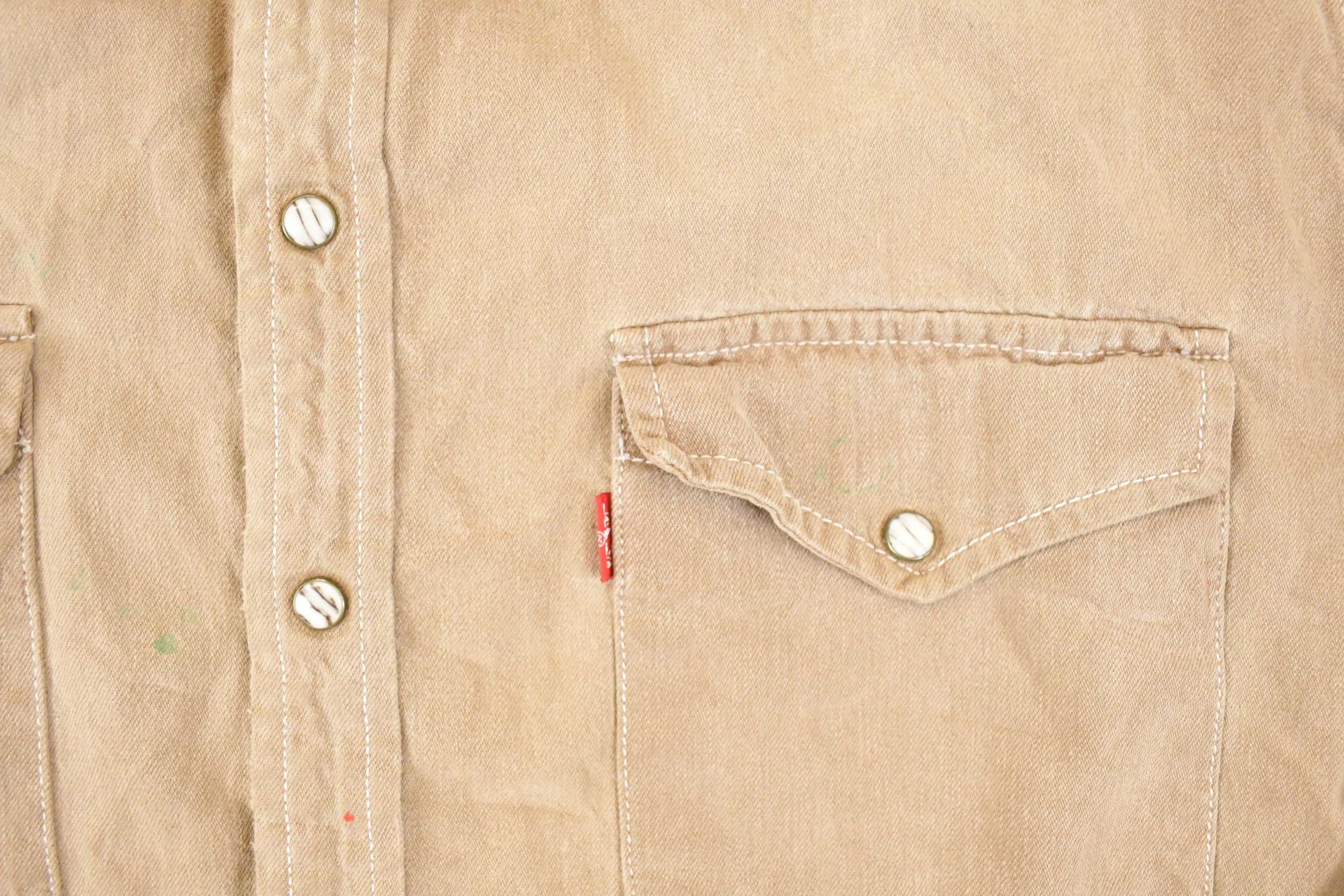 Vintage 1990s Tan Levis Button Up Shirt Men's L - Image 3