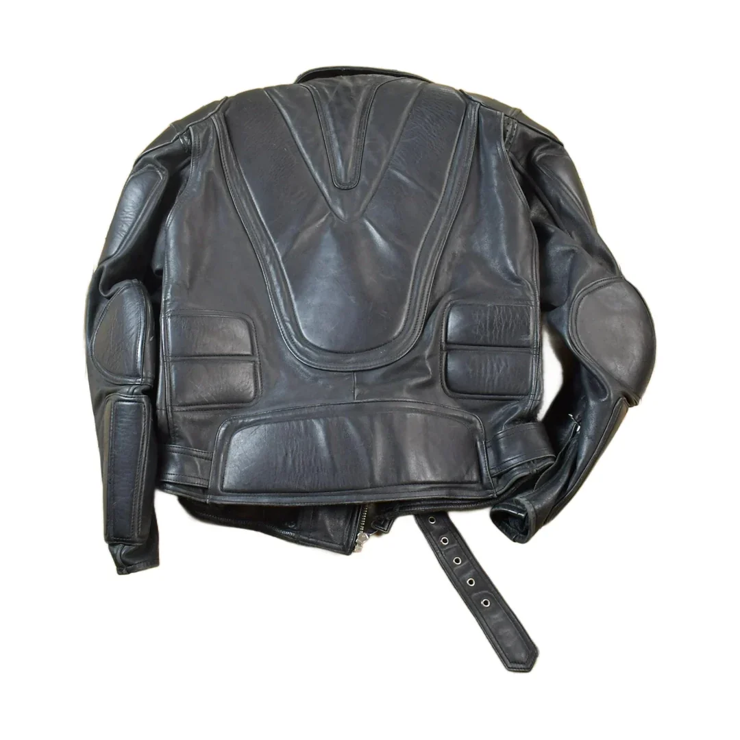 Vintage 1990s Teknic Heavy Padded Leather Biker Motorcycle Jacket - Image 2