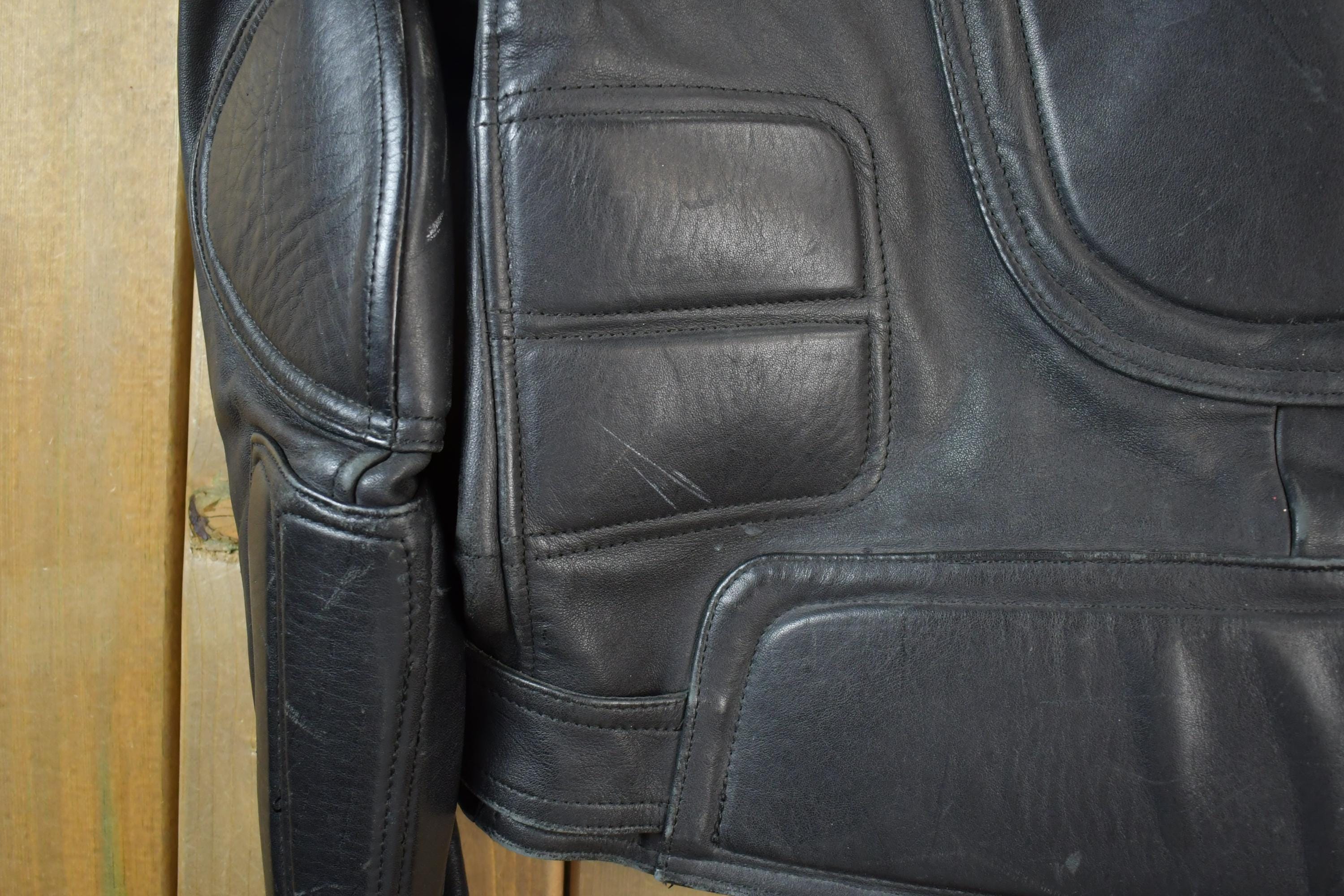 Vintage 1990s Teknic Heavy Padded Leather Biker Motorcycle Jacket - Image 6