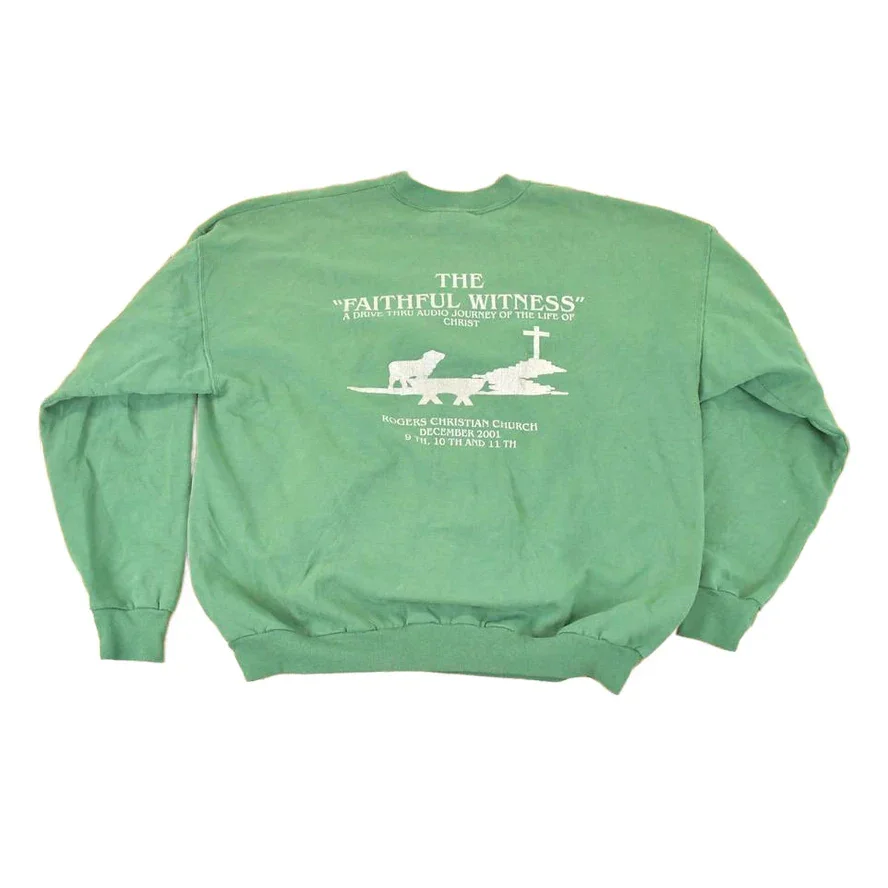 Vintage 1990s The Faithful Witness Christian Church Graphic Print Crewneck Sweatshirt Men's L