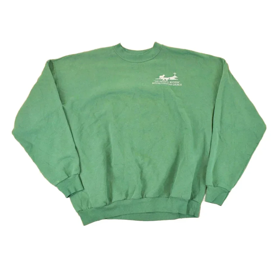 Vintage 1990s The Faithful Witness Christian Church Graphic Print Crewneck Sweatshirt Men's L - Image 2