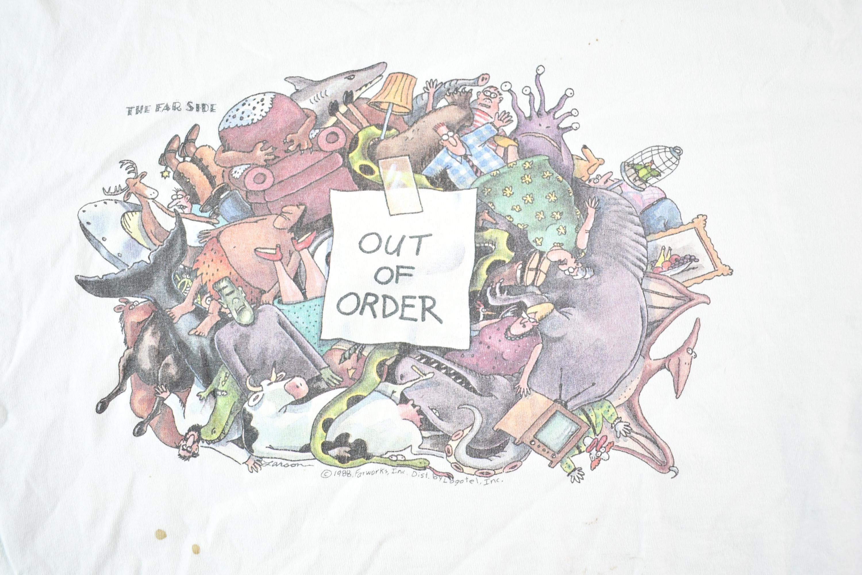 Vintage 1990s The Far Side Out Of Order Souvenir T-Shirt Mens L - Image 3