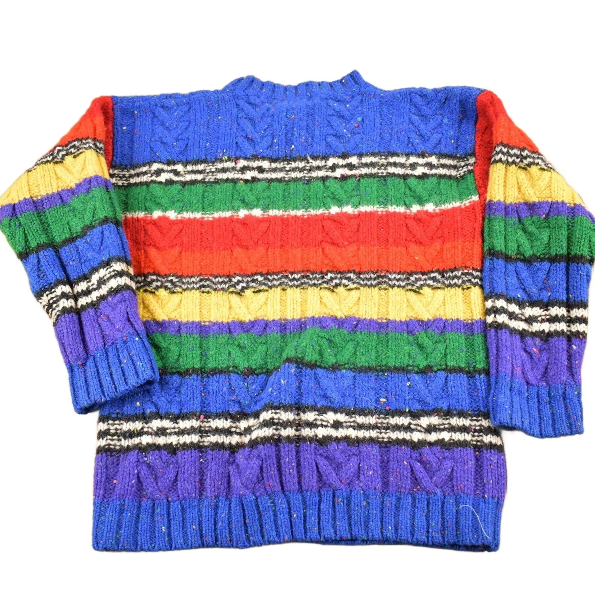Vintage 1990s The Limited Rainbow Cable Knit Mockneck Sweater Youth L - Image 2