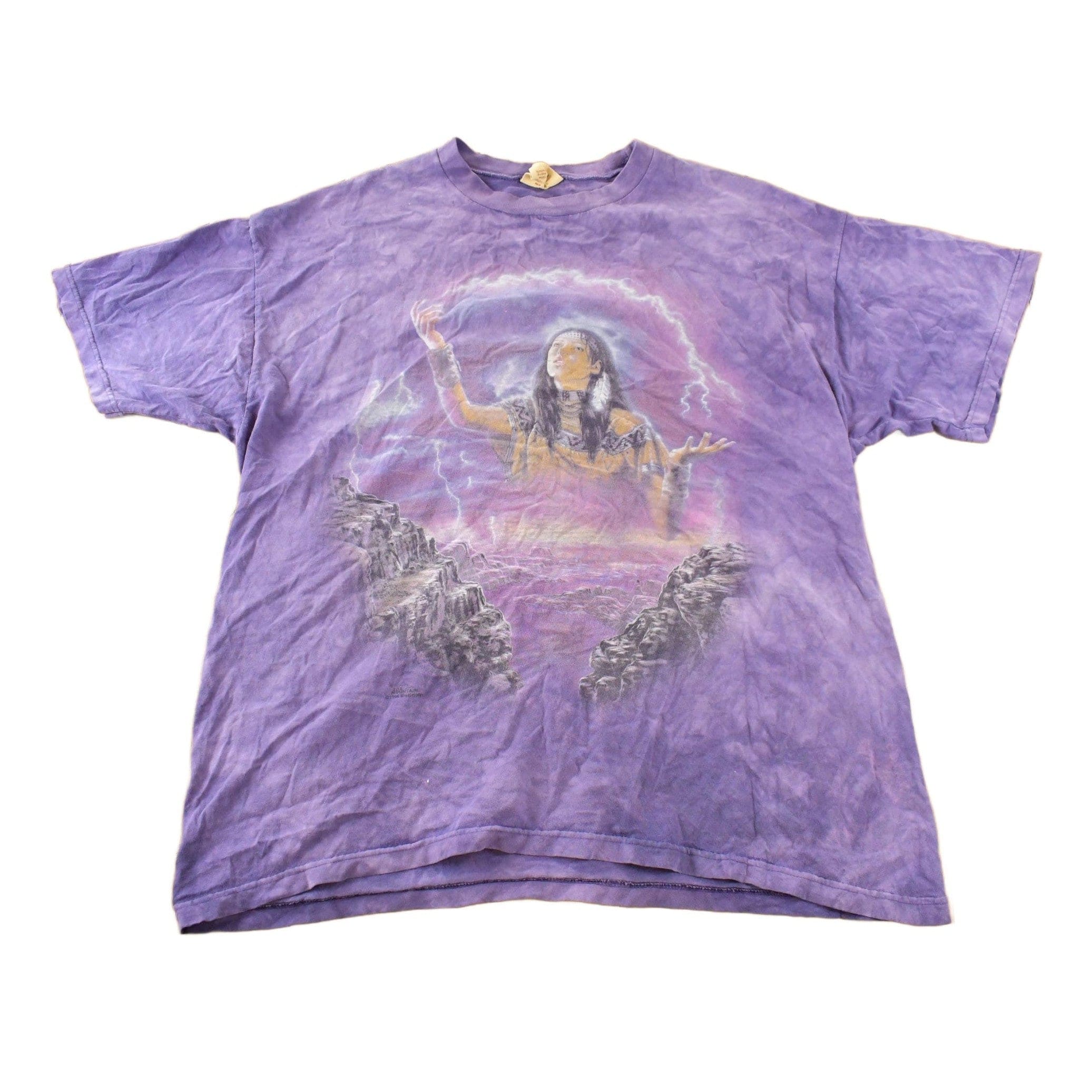 Vintage 1990s The Mountain Native Wolf Theme Tie Dye T-Shirt Men's 2XL