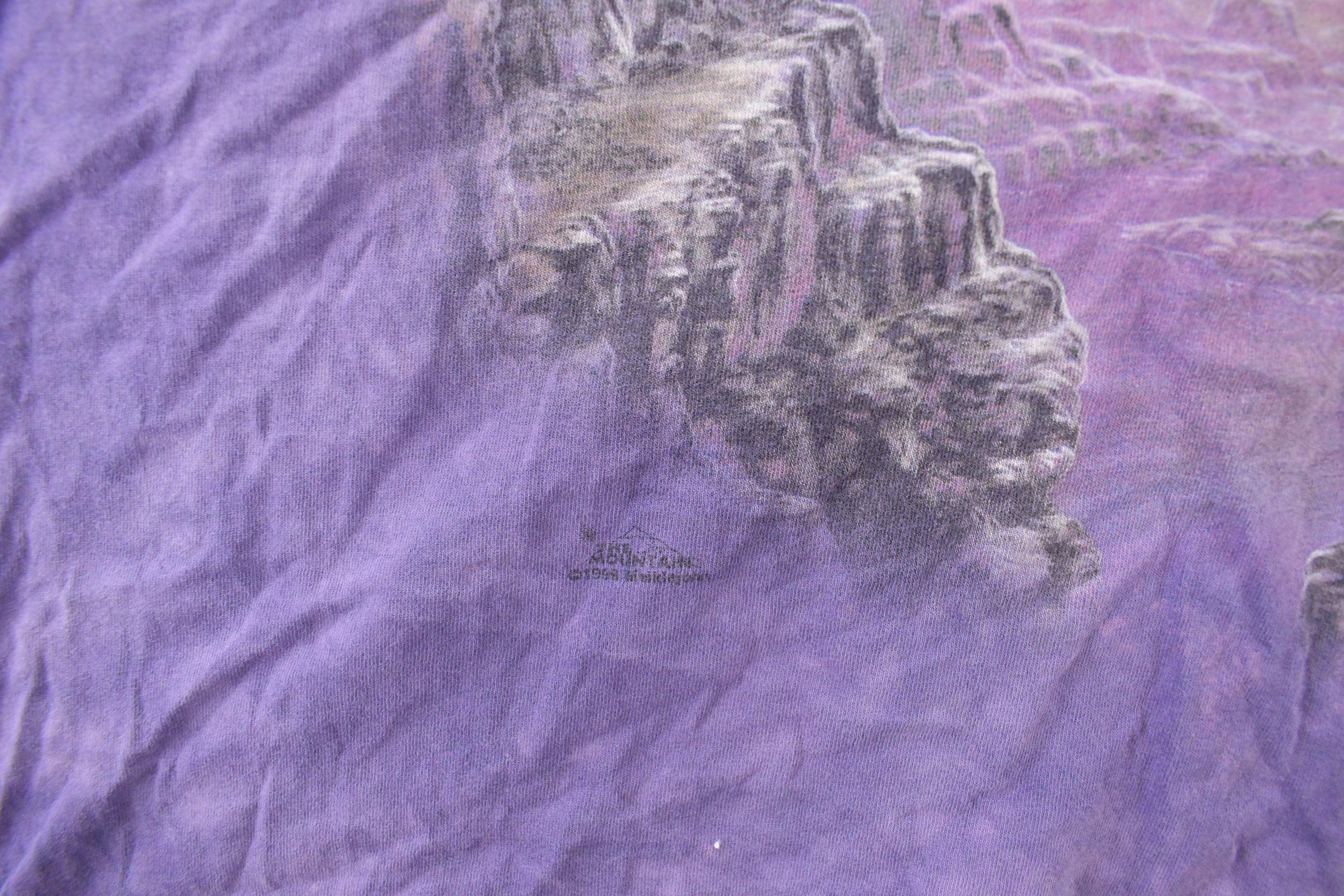 Vintage 1990s The Mountain Native Wolf Theme Tie Dye T-Shirt Men's 2XL - Image 4