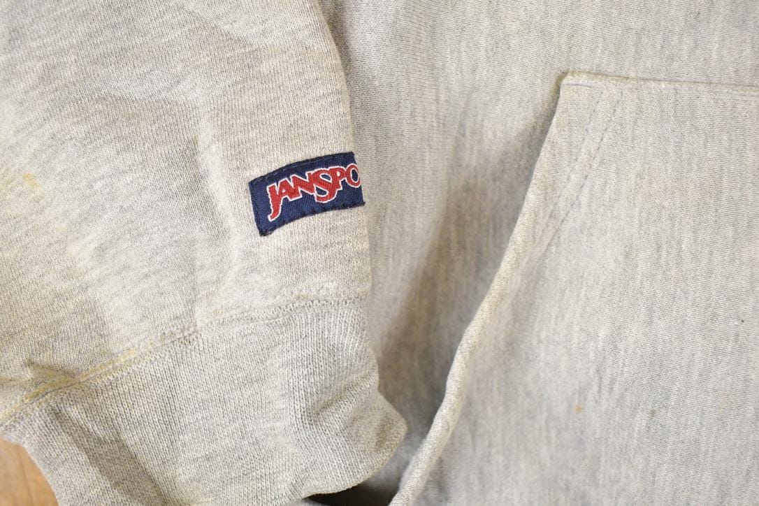 Vintage 1990s Thrashed Jansport Notre Dame Irish University Crossgrain Hoodie Sweater Men's M - Image 4