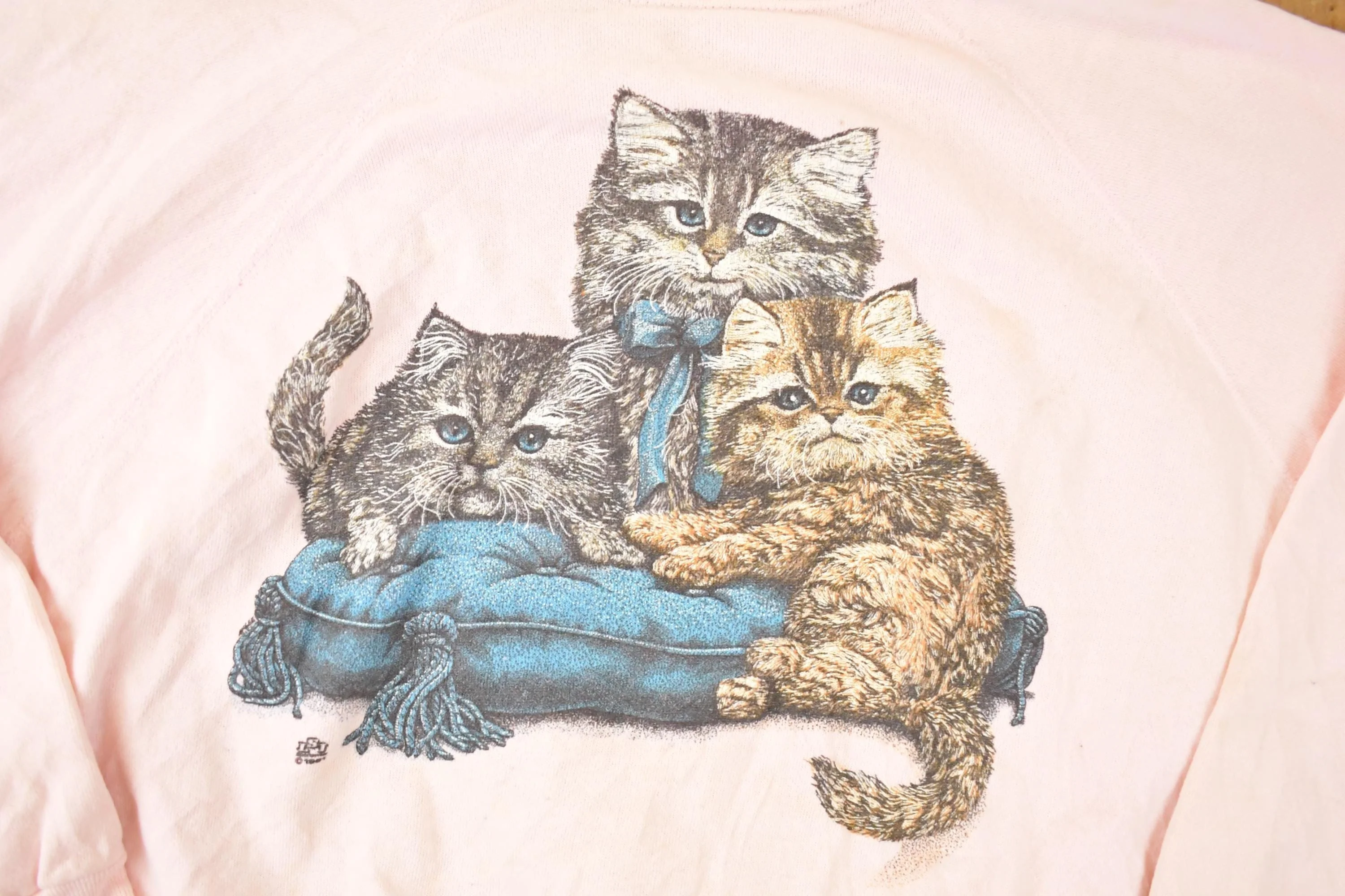 Vintage 1990s Three Cute Cats Graphic Print Crewneck Sweatshirt Womens XXL - Image 3