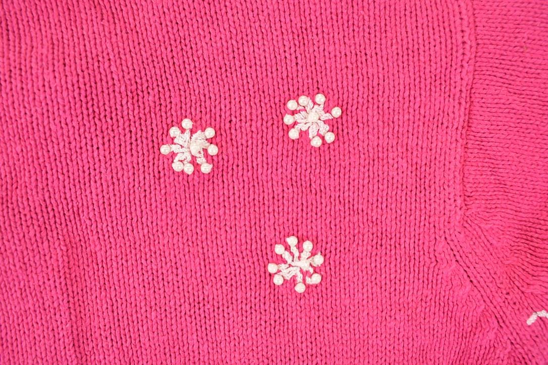 Vintage 1990s Tiara Girls Knit Cardigan Embroidered Skating Sweater Youth L - Image 5