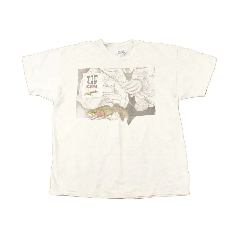 Vintage 1990s Tie One On Souvenir Fishing T-Shirt Men's L
