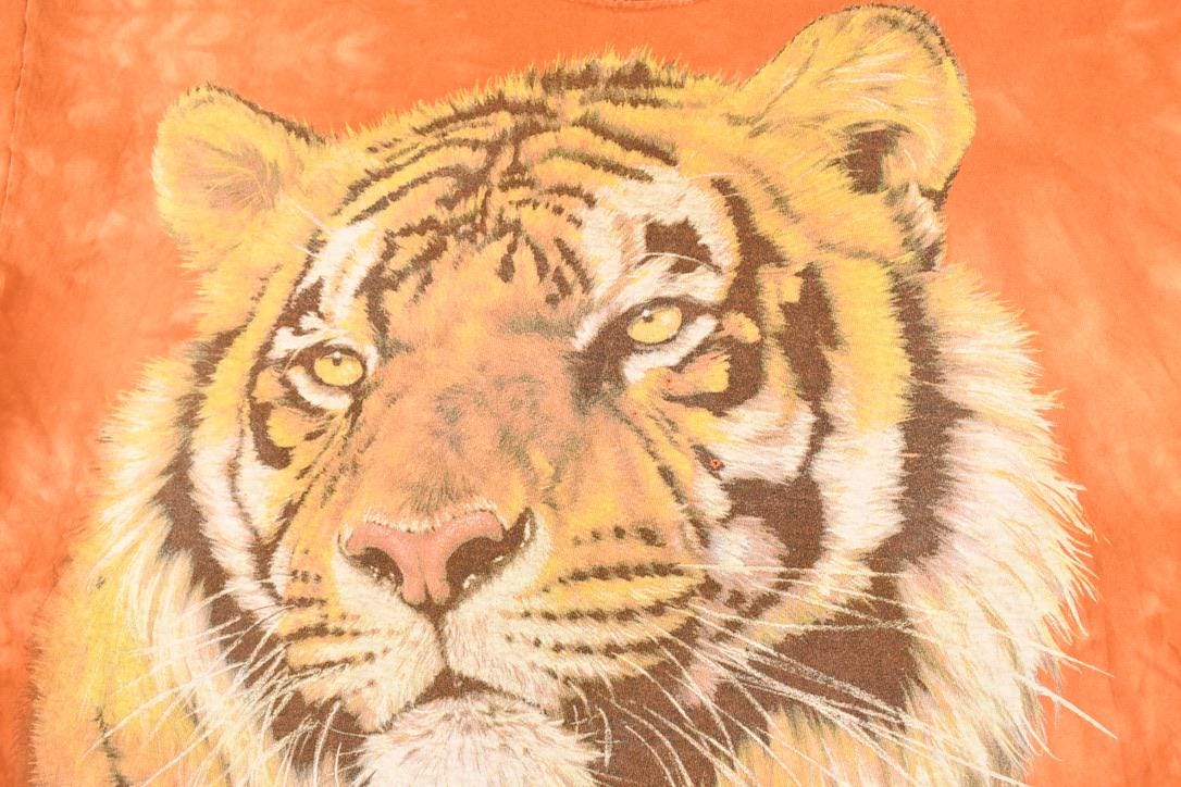 Vintage 1990's Tiger Tye Dye Souvenir The Mountain Outdoorsman T-Shirt Men's XL - Image 3
