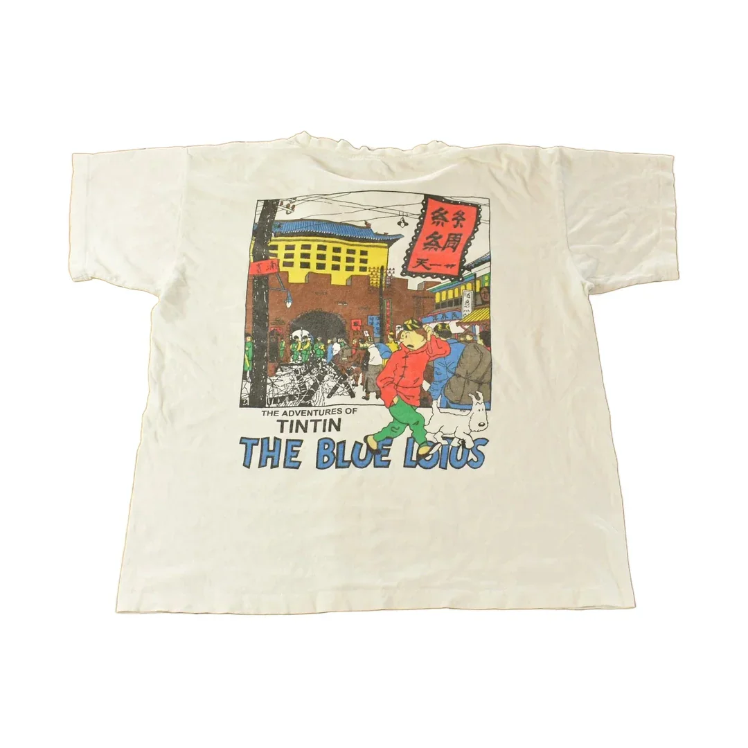 Vintage 1990s Tintin The Blue Lotus Graphic T-Shirt Men's Large
