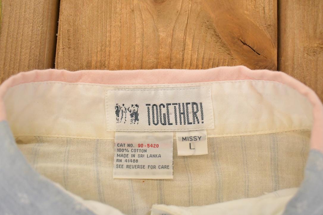 Vintage 1990s Together Embroidered Spring Farm Button Up Shirt Women's L - Image 4