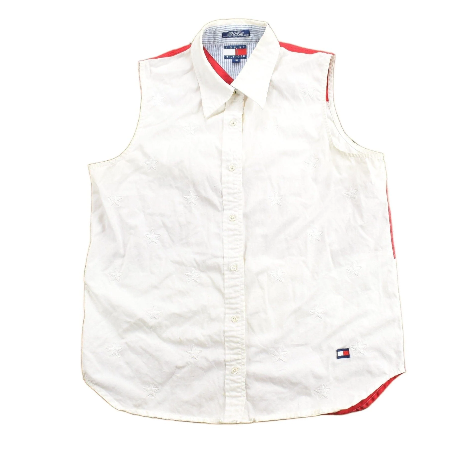 Vintage 1990s Tommy Hilfiger American Flag Stars & Stripes Button Up Vest Women's S
