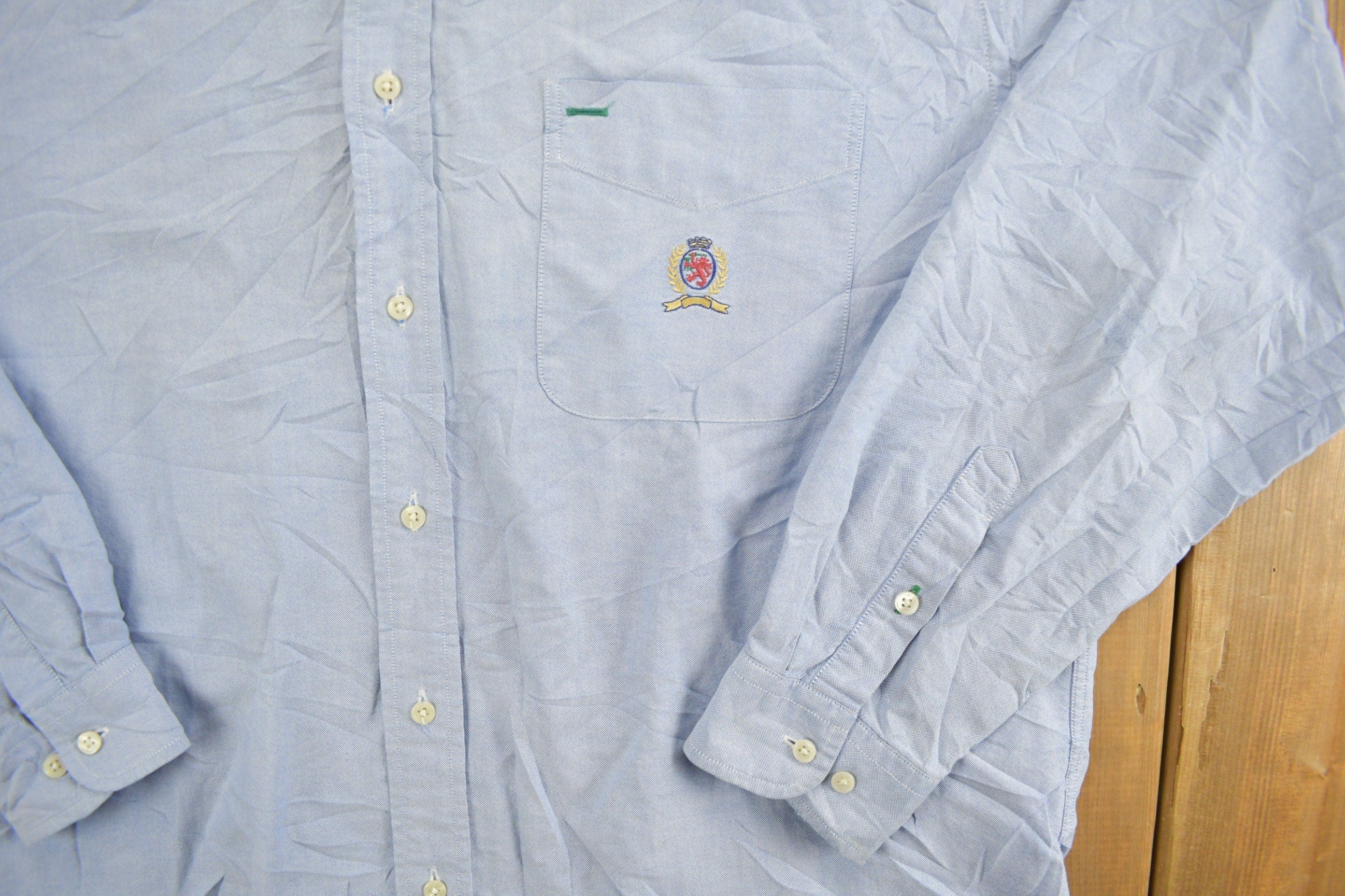 Vintage 1990s Tommy Hilfiger Blank Button Up Shirt Men's Large - Image 3
