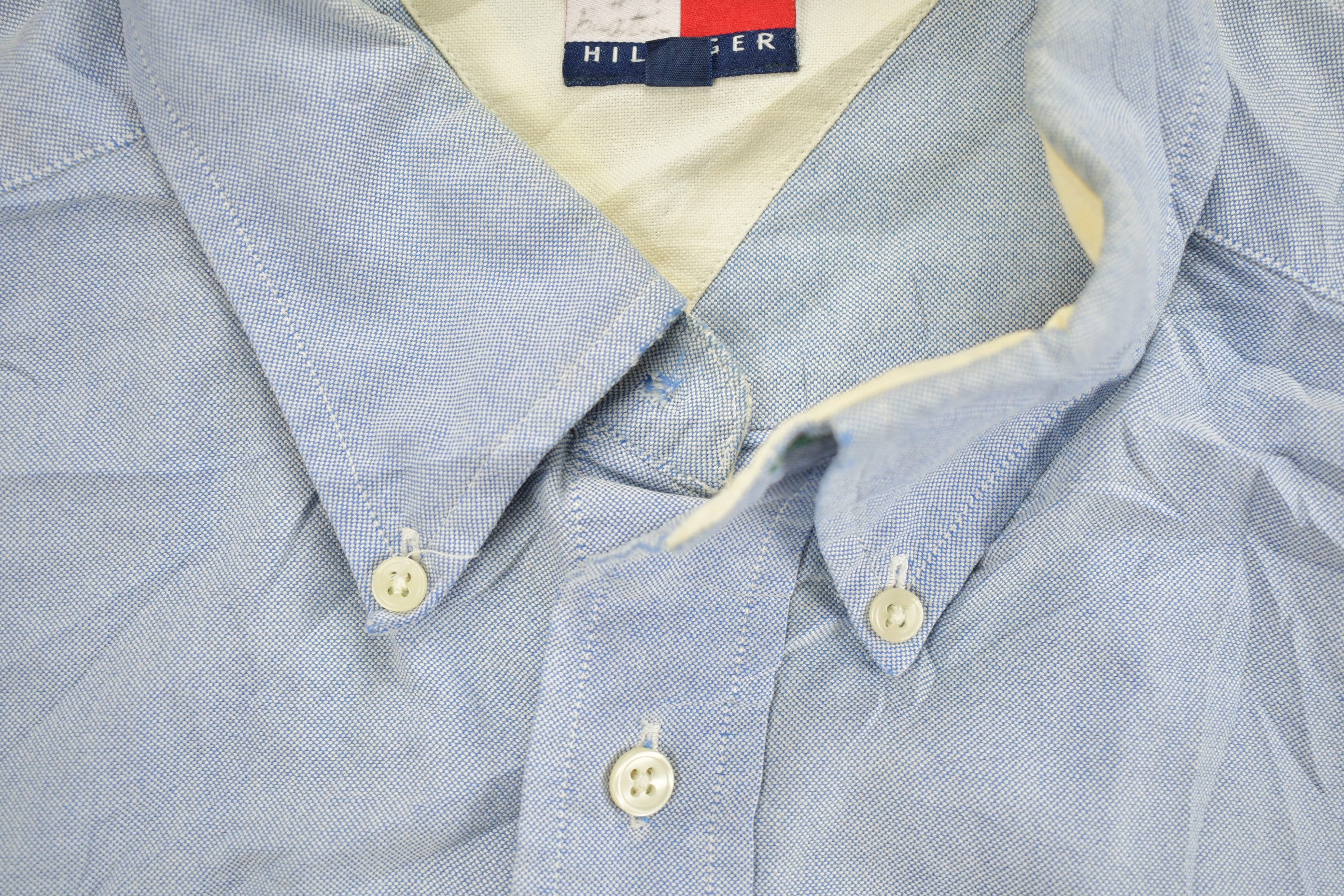 Vintage 1990s Tommy Hilfiger Blank Button Up Shirt Men's Large - Image 5
