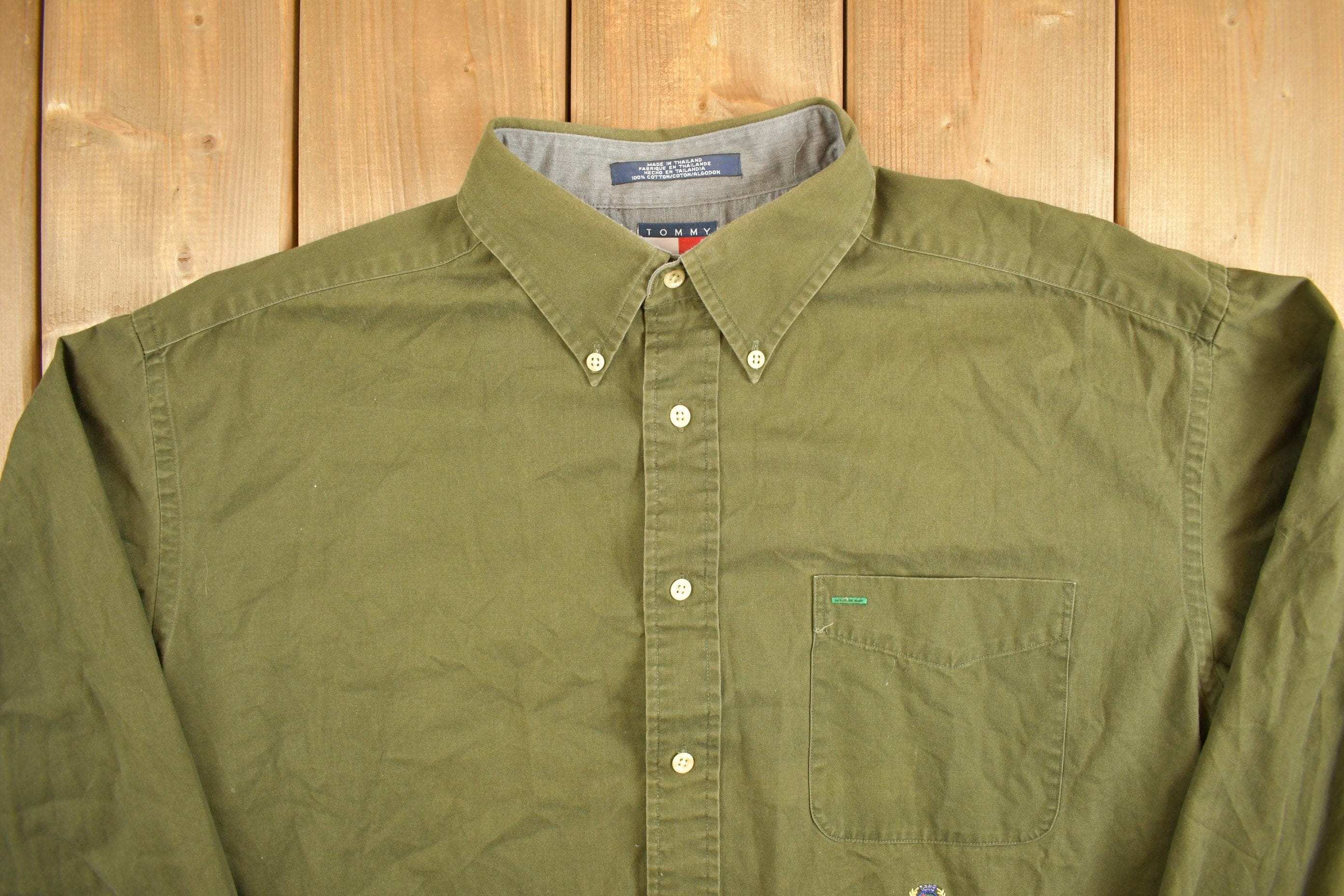 Vintage 1990s Tommy Hilfiger Blank Button Up Shirt Men's Large - Image 3