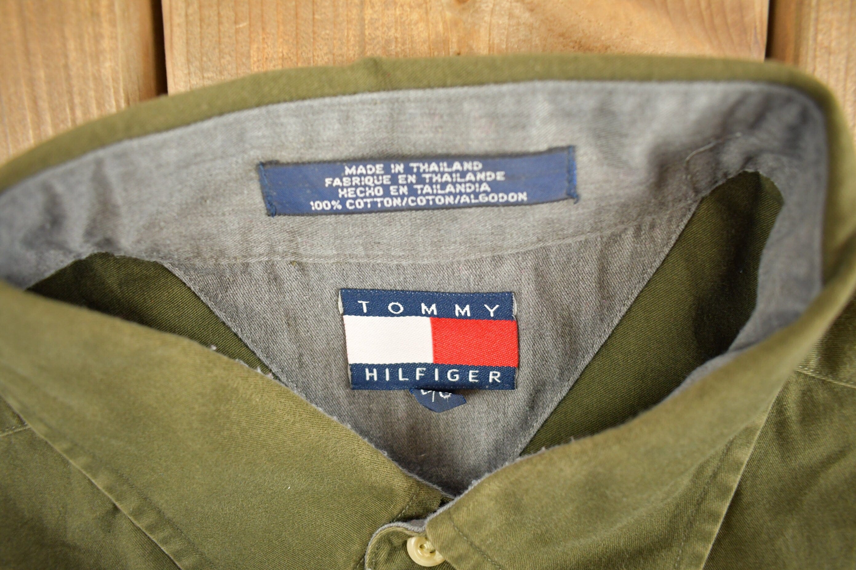 Vintage 1990s Tommy Hilfiger Blank Button Up Shirt Men's Large - Image 6