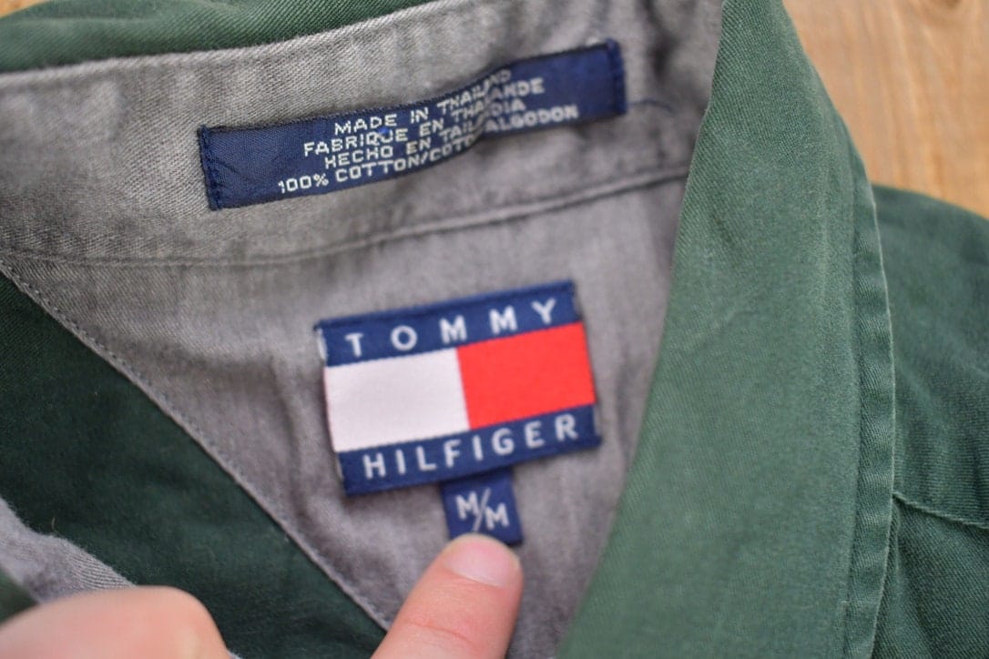 Vintage 1990s Tommy Hilfiger Blank Button Up Shirt Men's Medium - Image 3