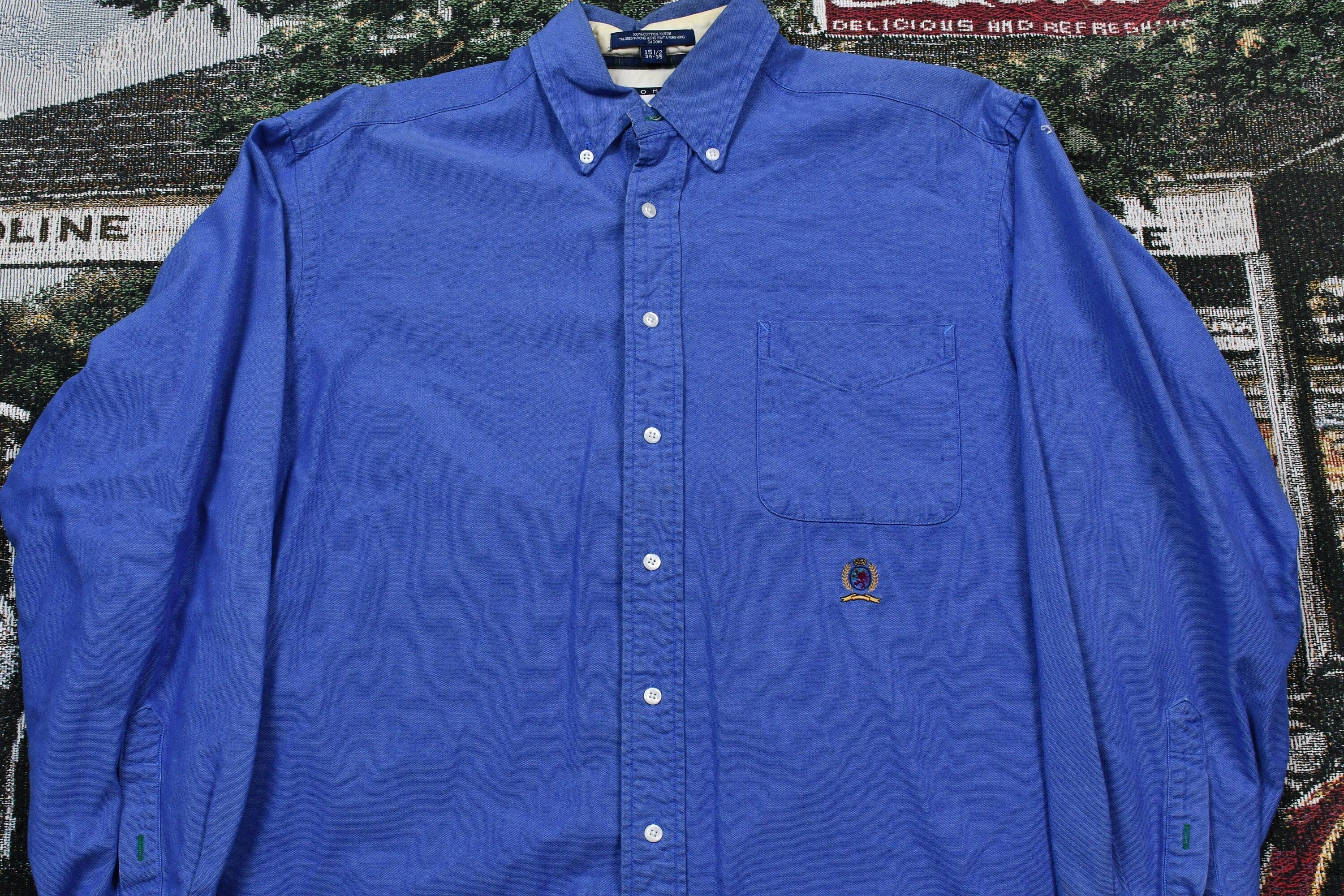 Vintage 1990s Tommy Hilfiger Button Up Shirt Men's Large - Image 3