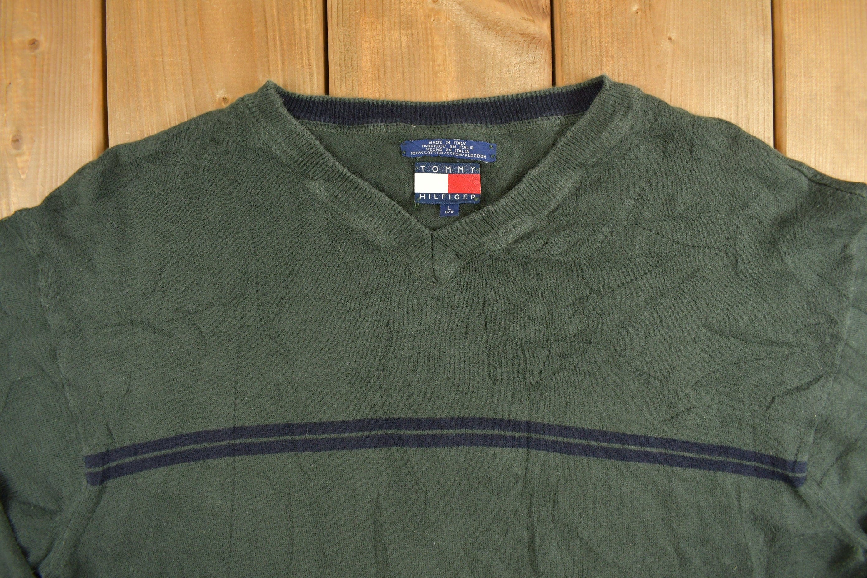 Vintage 1990s Tommy Hilfiger Crewneck Sweatshirt Men's Large - Image 4