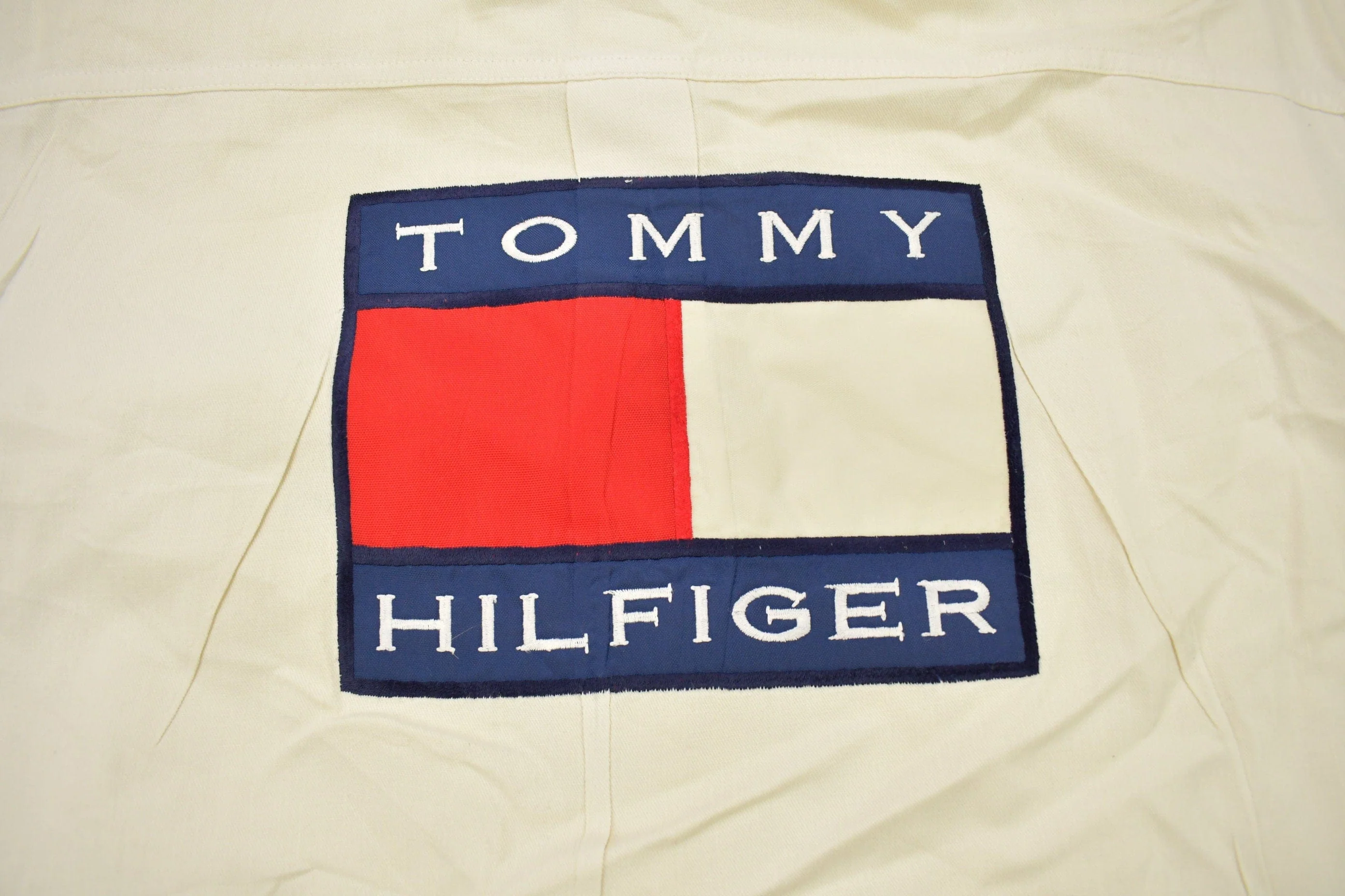 Vintage 1990s Tommy Hilfiger Embroidered Flag Patch Button Up Shirt - Image 3
