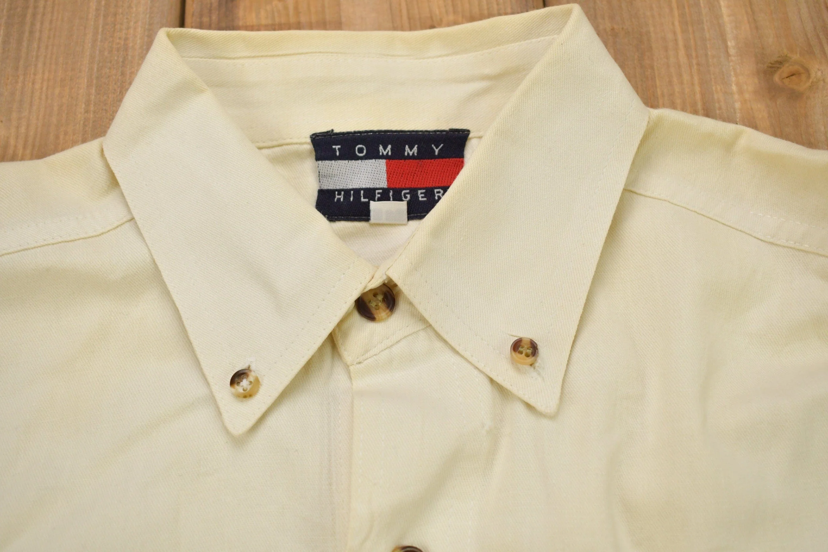 Vintage 1990s Tommy Hilfiger Embroidered Flag Patch Button Up Shirt - Image 5