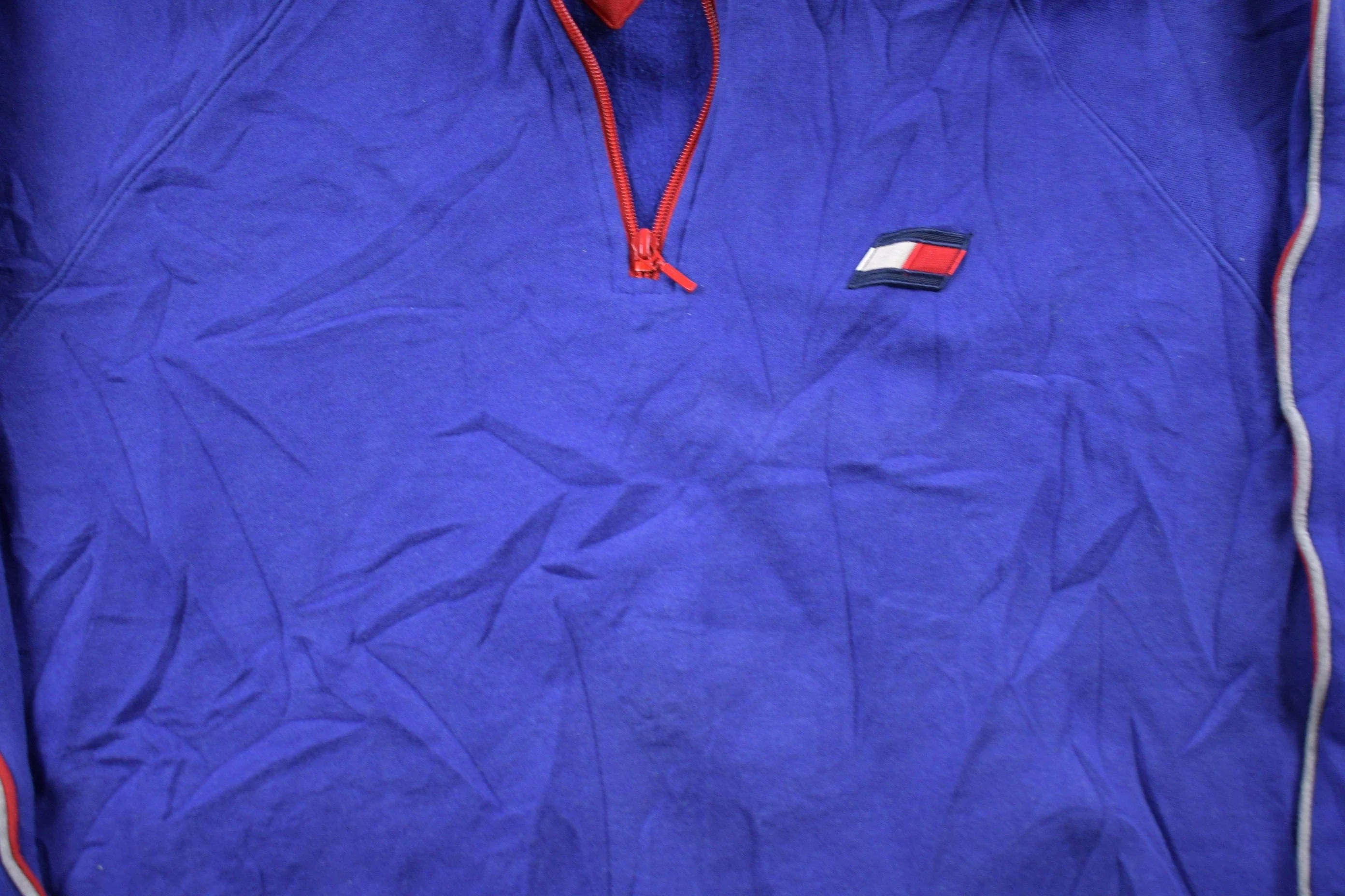Vintage 1990s Tommy Hilfiger Embroidered Fleece Pullover Sweater Men's Large - Image 3