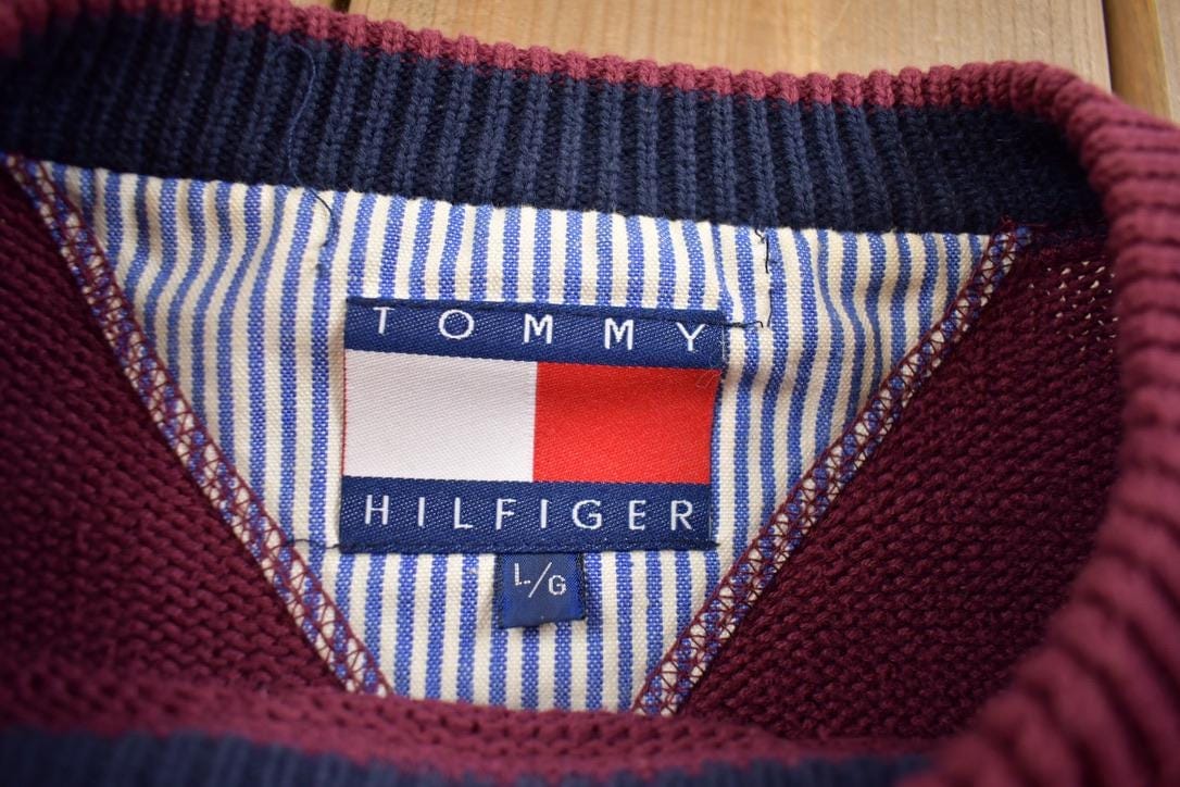 Vintage 1990s Tommy Hilfiger Embroidered Knit Crewneck Sweater Men's Large - Image 4