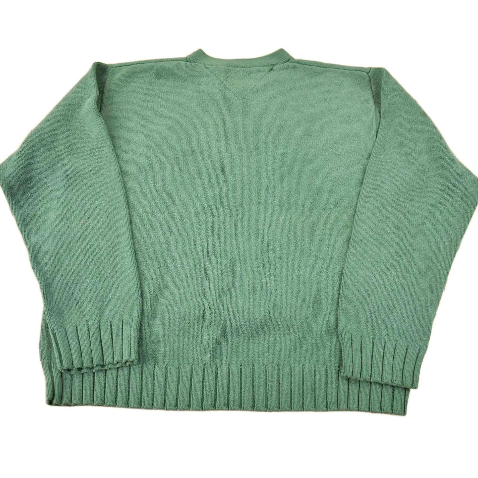 Vintage 1990s Tommy Hilfiger Embroidered Knit V-Neck Sweater Men's Large - Image 2