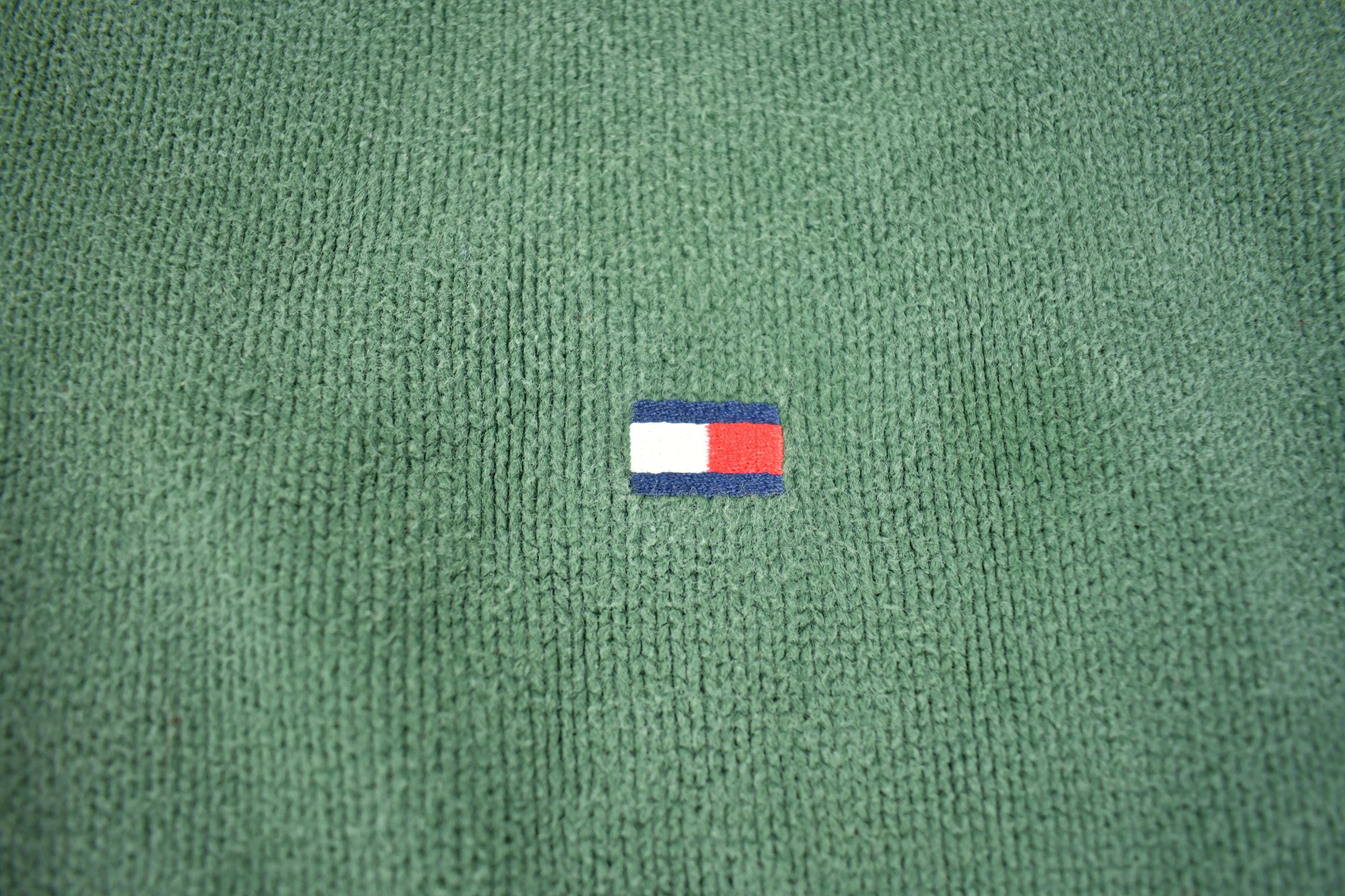 Vintage 1990s Tommy Hilfiger Embroidered Knit V-Neck Sweater Men's Large - Image 3