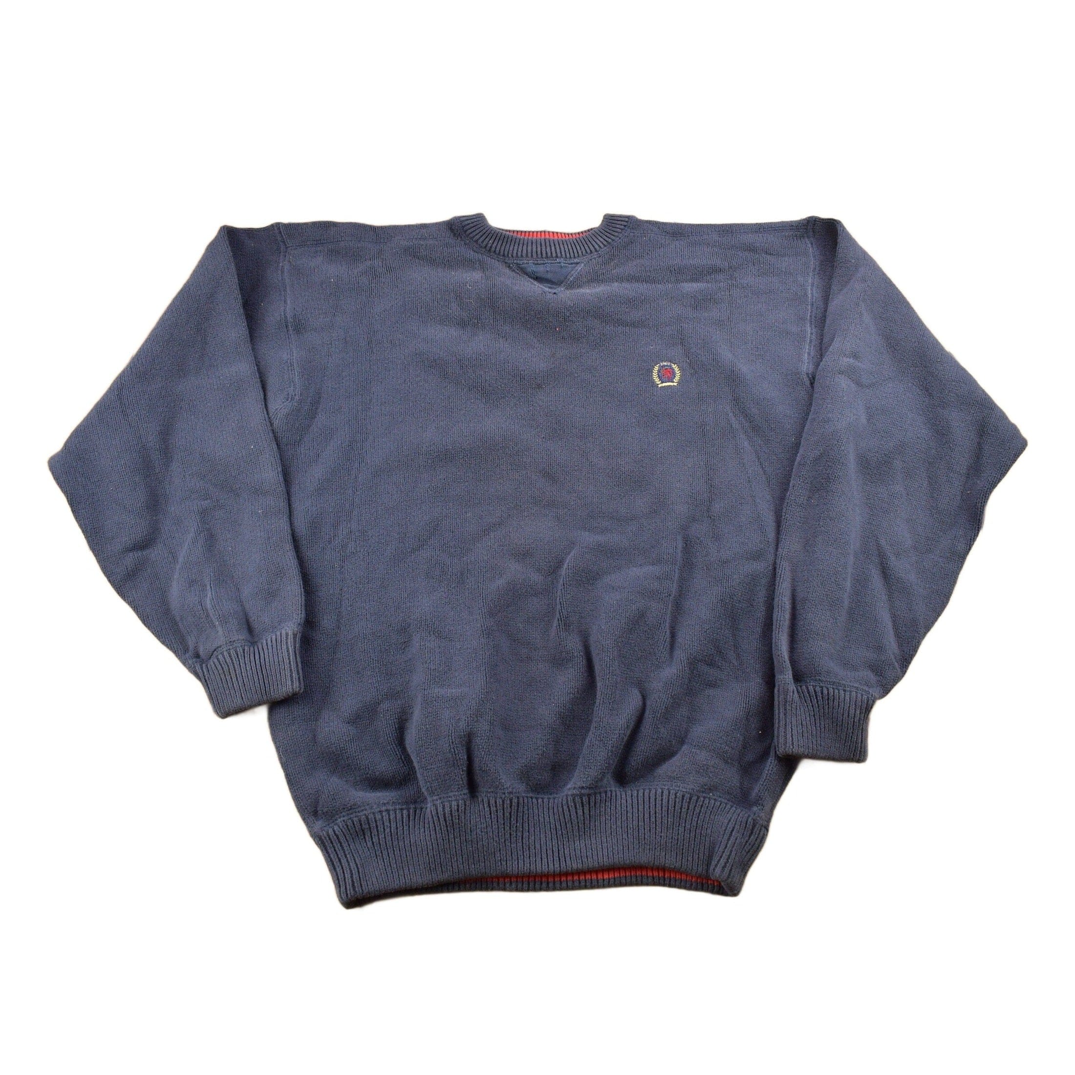 Vintage 1990s Tommy Hilfiger Embroidered Knit Sweater Men's Large