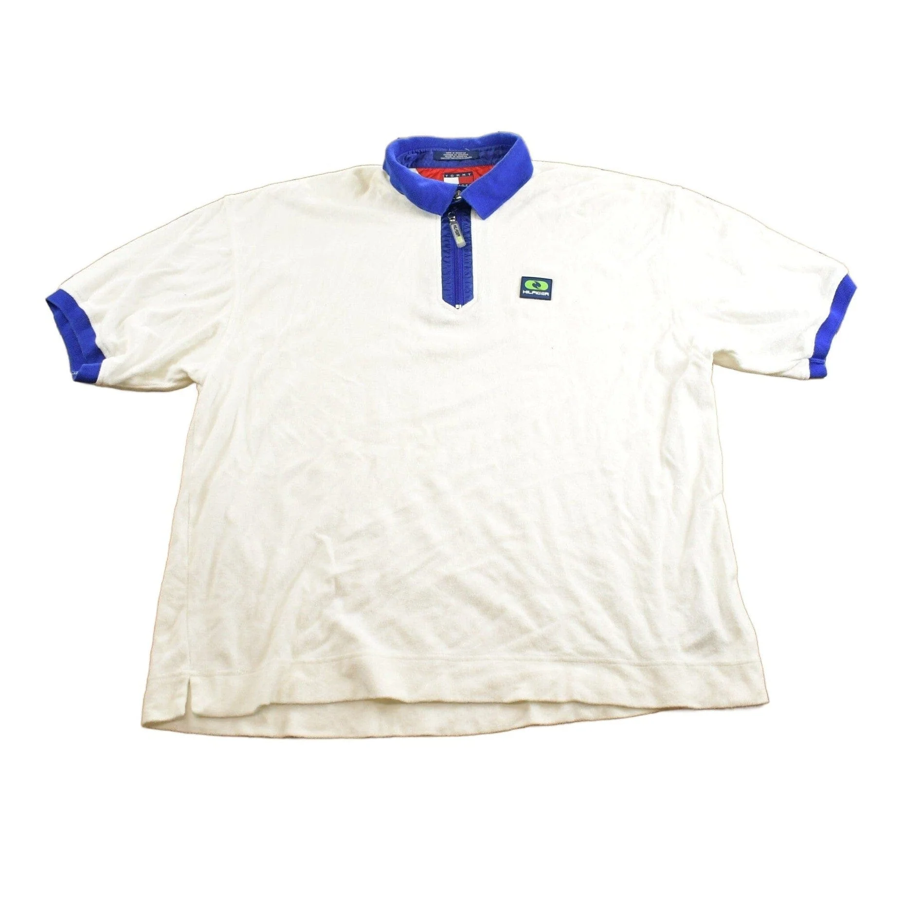 Vintage 1990s Tommy Hilfiger Embroidered Zip Up T-Shirt Men's XL
