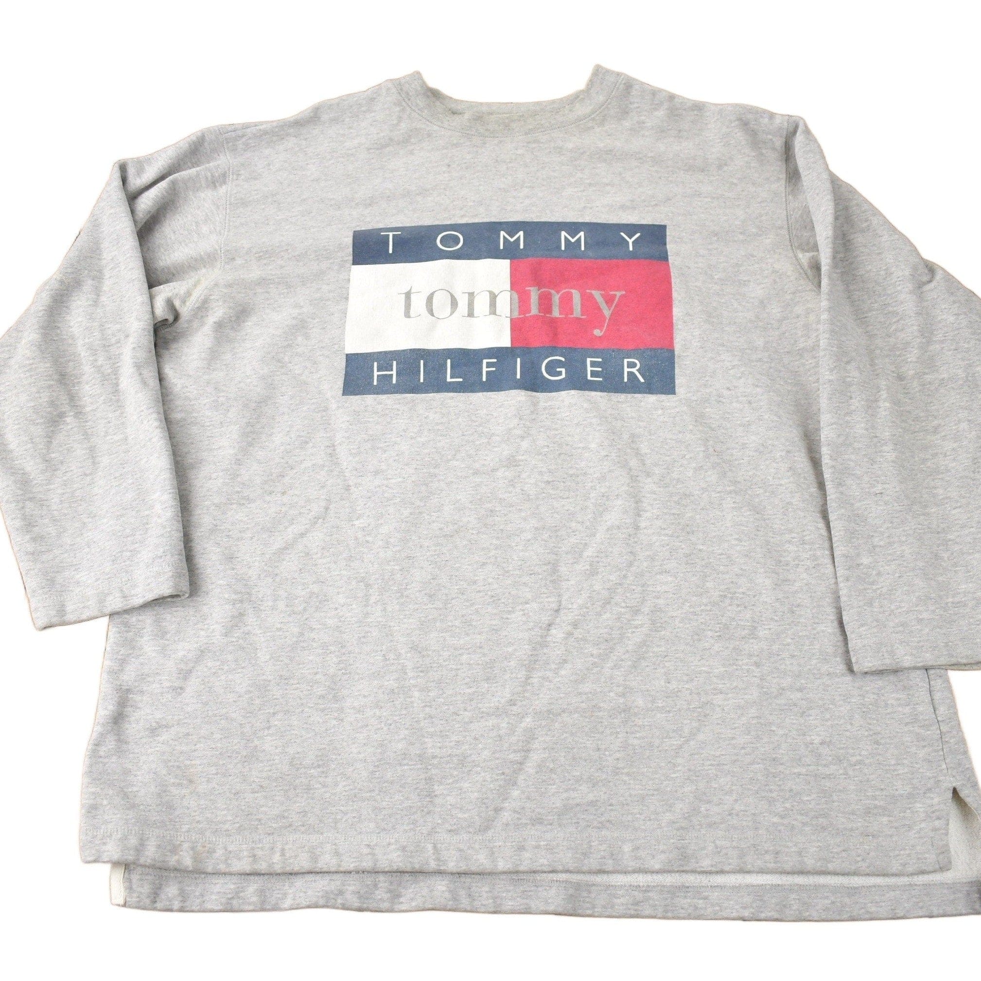 Vintage 1990s Tommy Hilfiger Flag Graphic Crewneck Sweatshirt Men's 2XL