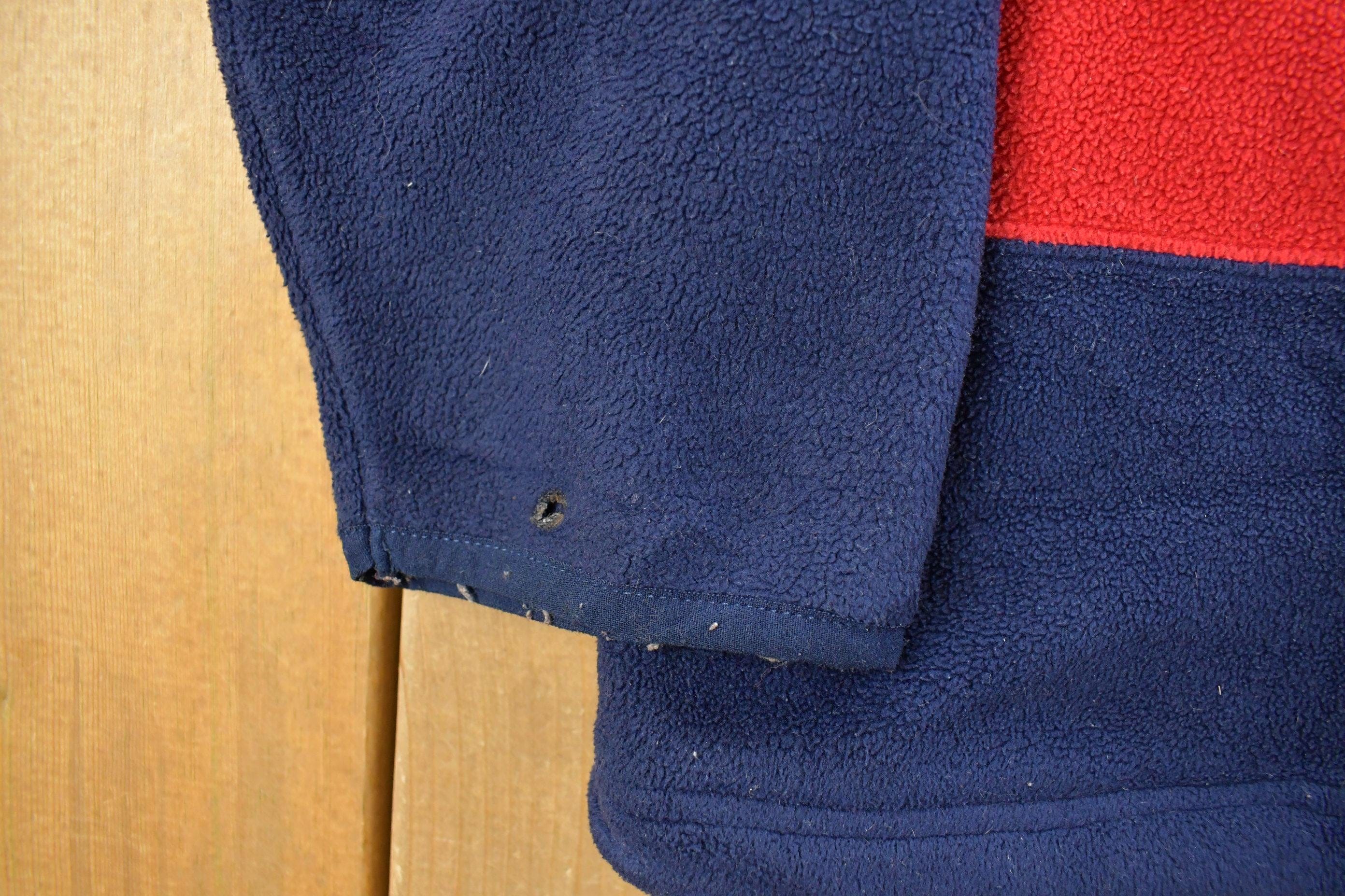 Vintage 1990s Tommy Hilfiger Flag Spellout Quarter Snap Fleece Sweater Men's XL - Image 6