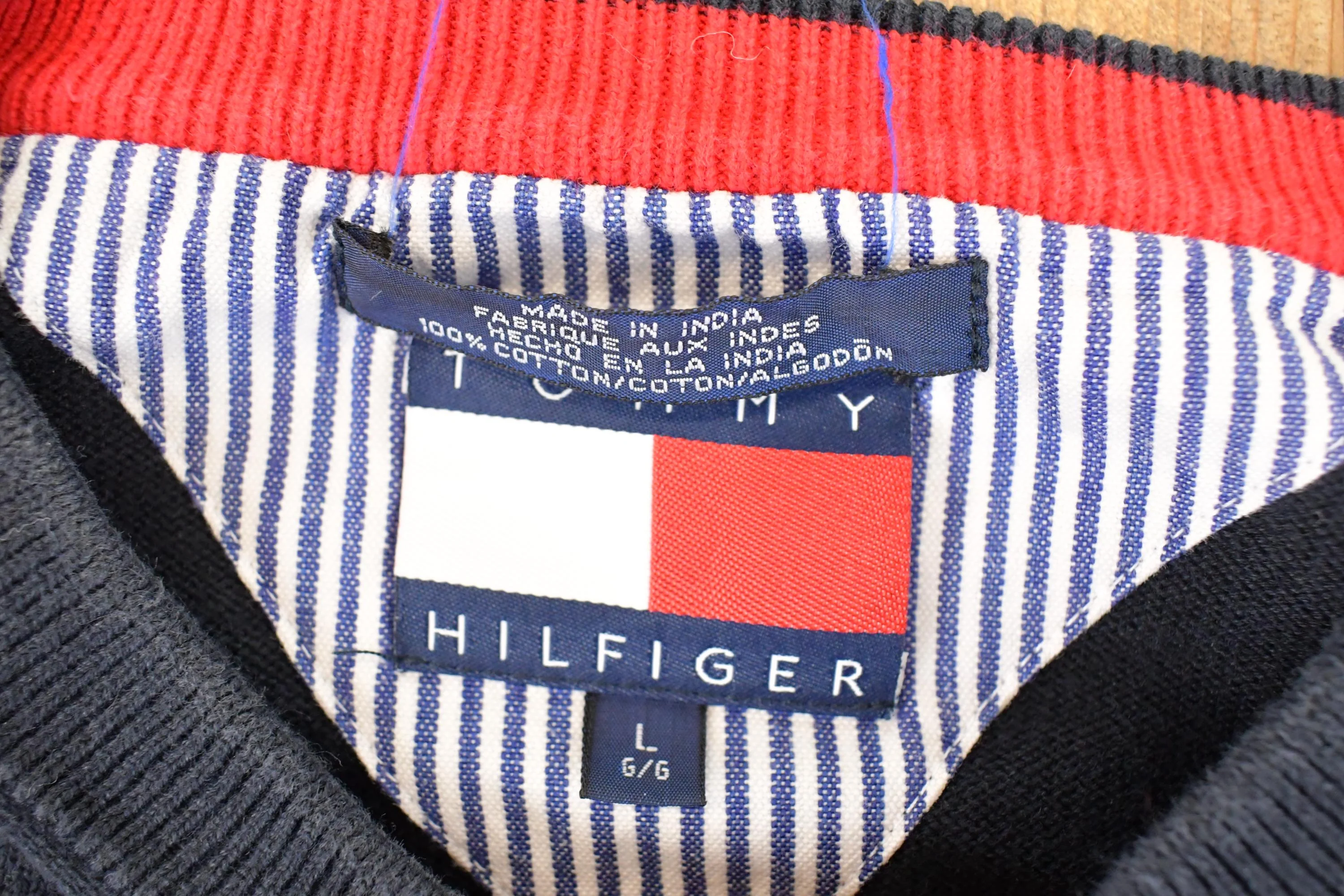 Vintage 1990s Tommy Hilfiger Knit Crewneck Sweater Men's L - Image 4
