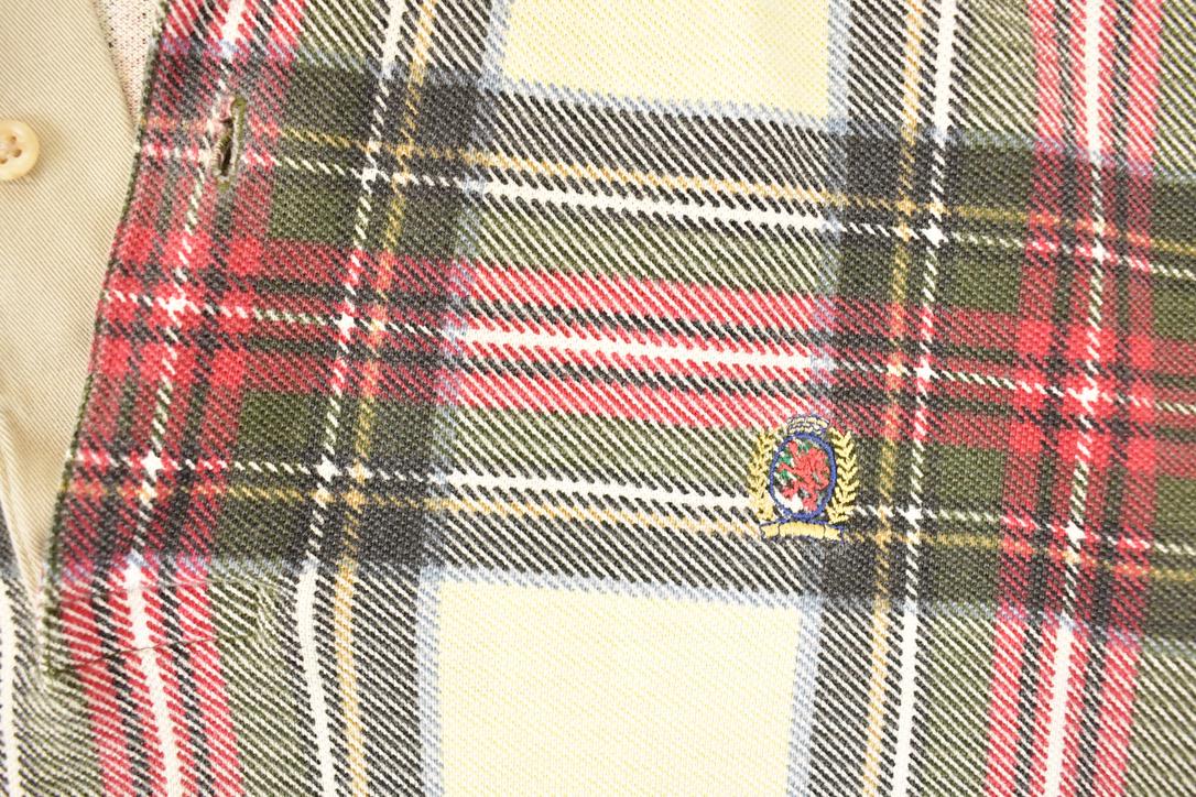 Vintage 1990s Tommy Hilfiger Plaid Quarter Button Shirt Men's L - Image 3