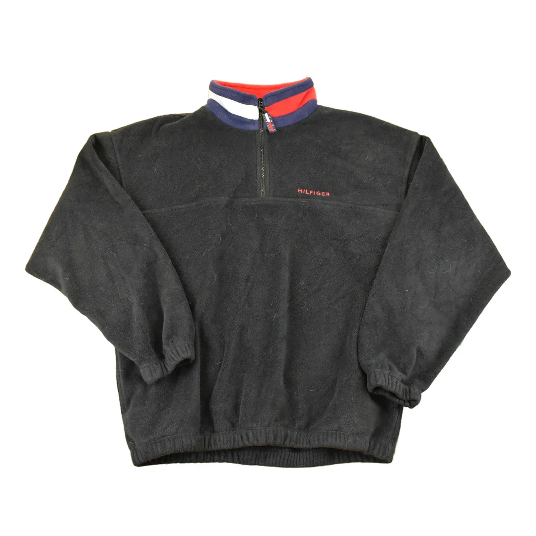 Vintage 1990s Tommy Hilfiger Quarter Zip Fleece Outdoorsman Sweater Men's L