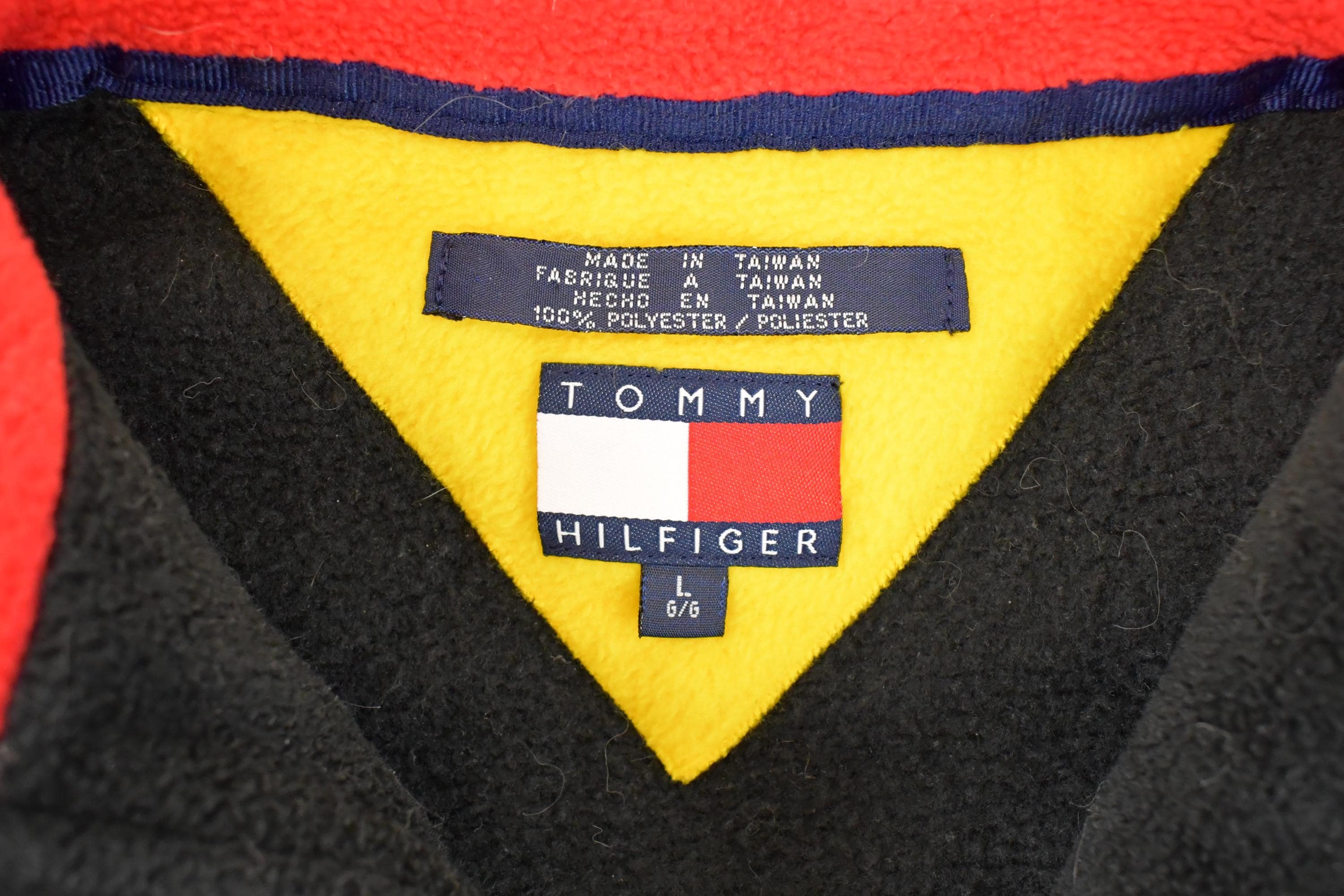 Vintage 1990s Tommy Hilfiger Quarter Zip Fleece Outdoorsman Sweater Men's L - Image 5