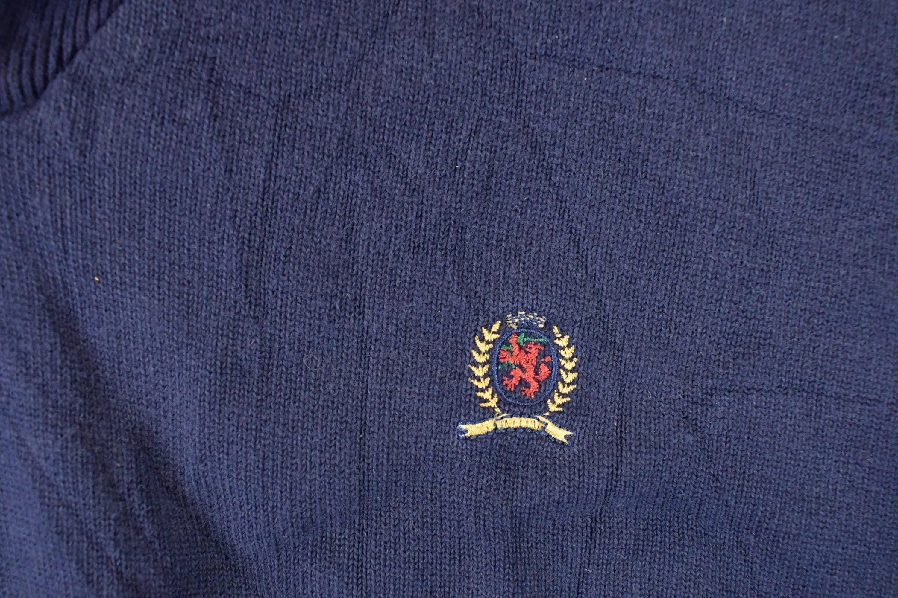 Vintage 1990s Tommy Hilfiger Quarter Zip Knit Sweater Mens L - Image 3
